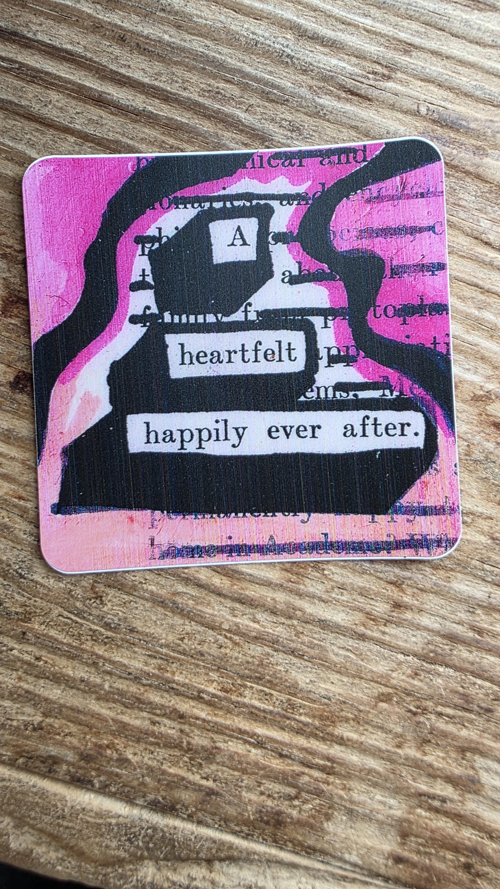 A Heartfelt Happily Ever After Vinyl Sticker - Romantic Book Art for Laptop, Water Bottle, & Car | Valentine's Day Gift | Wedding Stationary