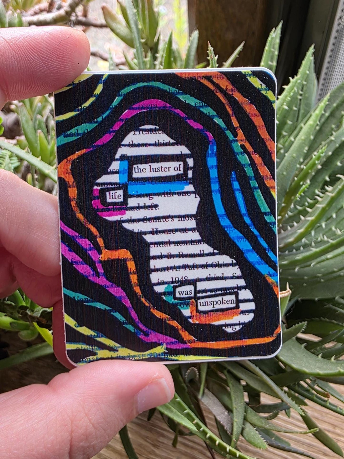 The Luster of Life Blackout Poetry Sticker, 3" Tall Cheetah Print Decal, Affirmation Sticker, Book Lover Gift, Waterproof Vinyl