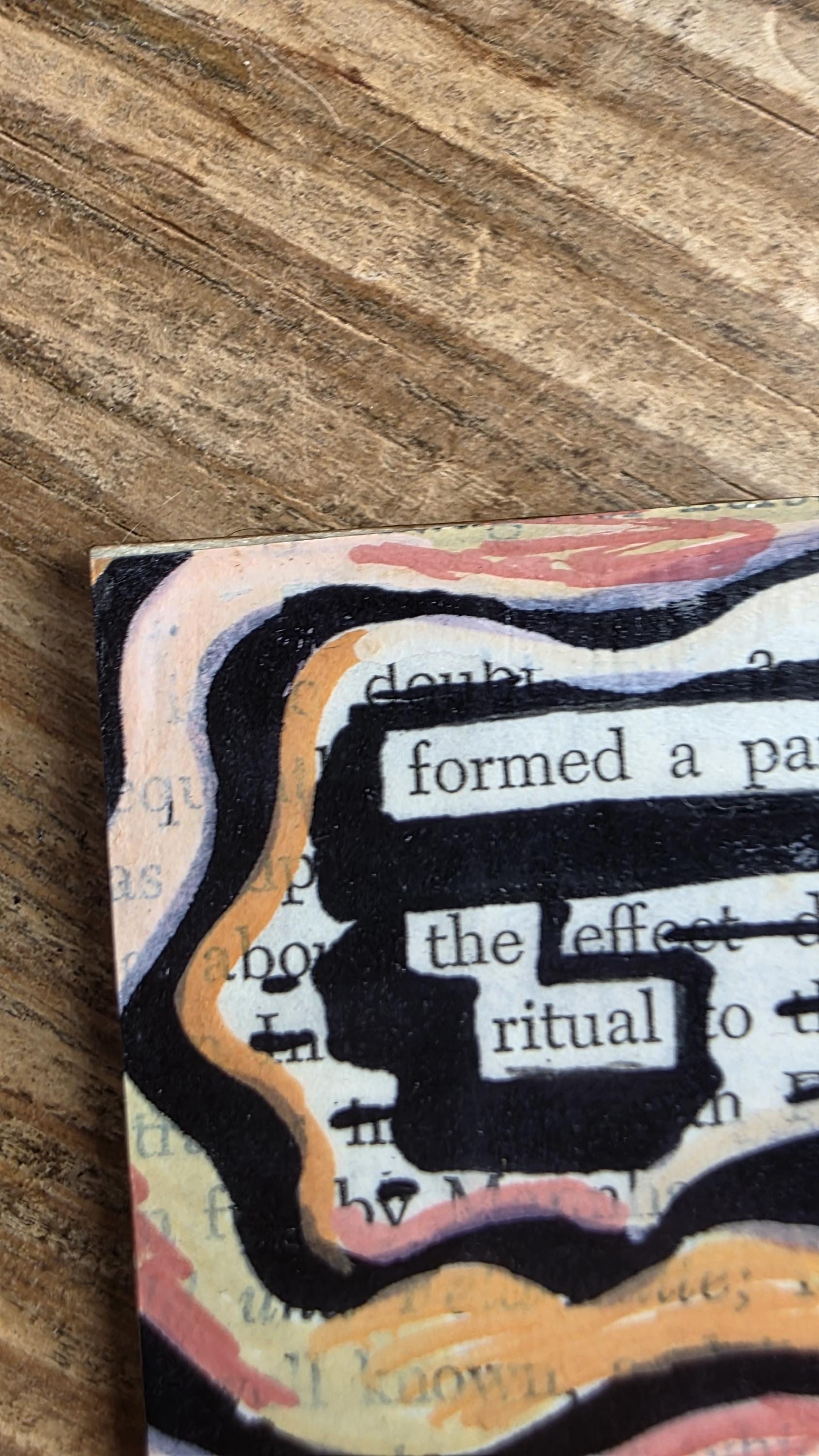 Formed a Part of the Ritual Magnet | Vintage Beige Literary Art, Blackout Poetry for Writers, Storytellers, and Librarians