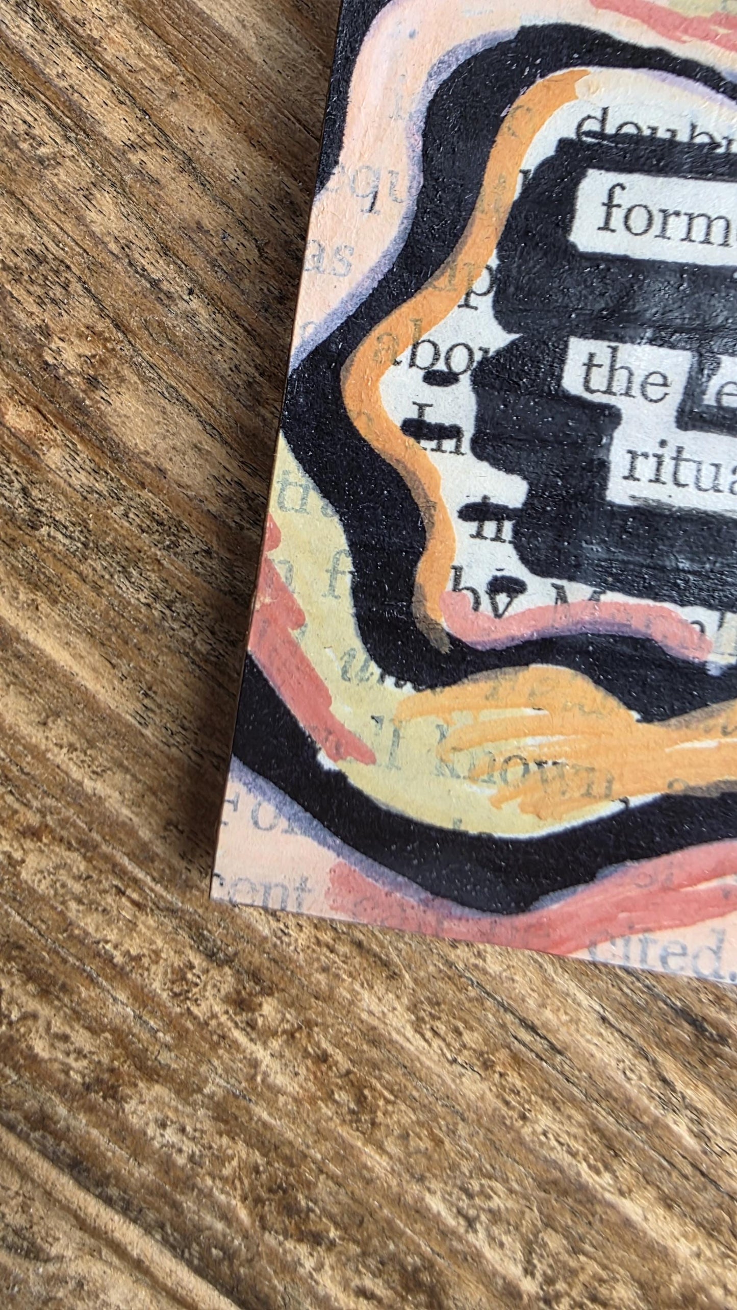 Formed a Part of the Ritual Magnet | Vintage Beige Literary Art, Blackout Poetry for Writers, Storytellers, and Librarians