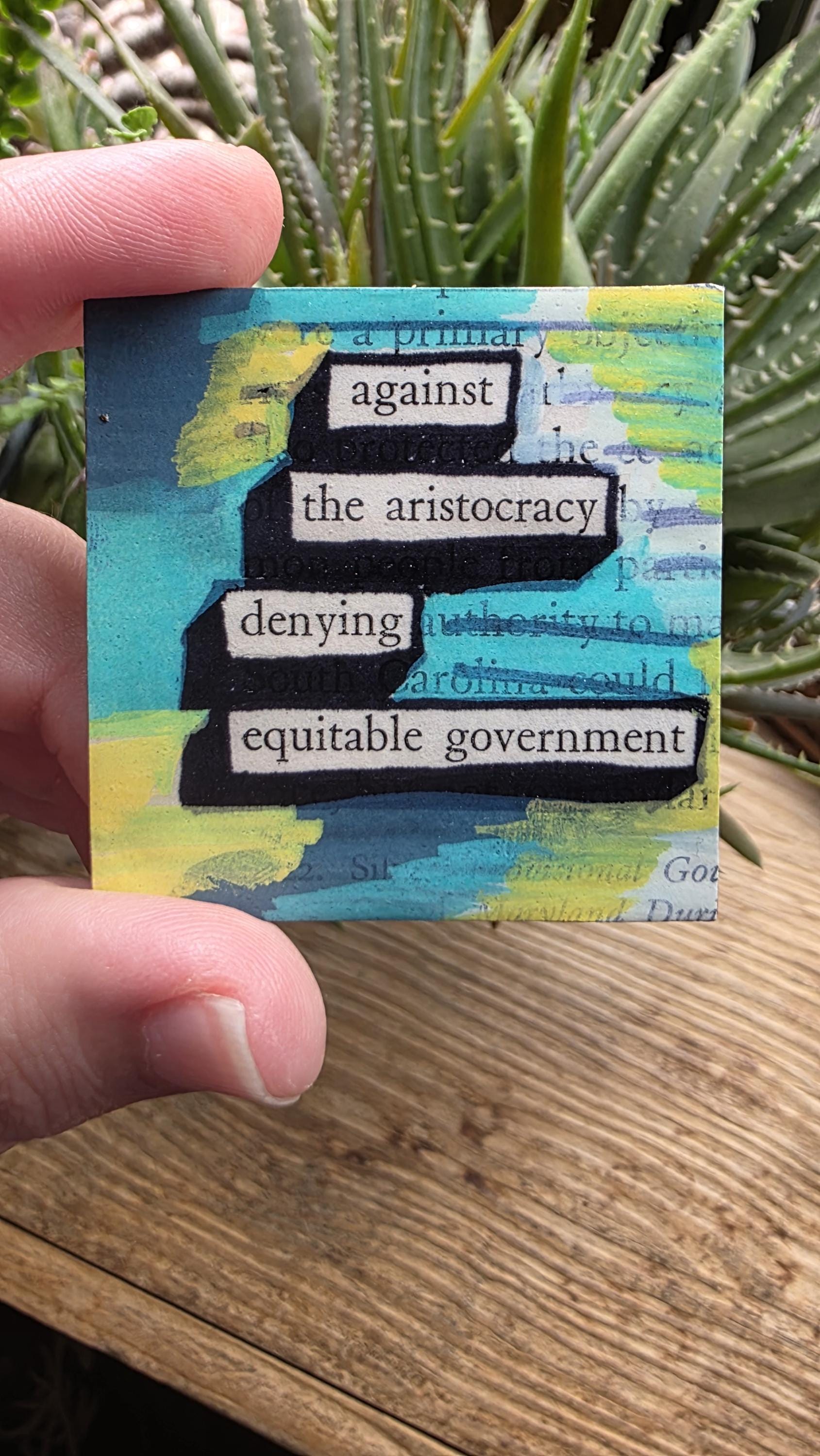 Against the Aristocracy Denying Equitable Control Magnet, One of a Kind Magnet Made from an Upcycled Book