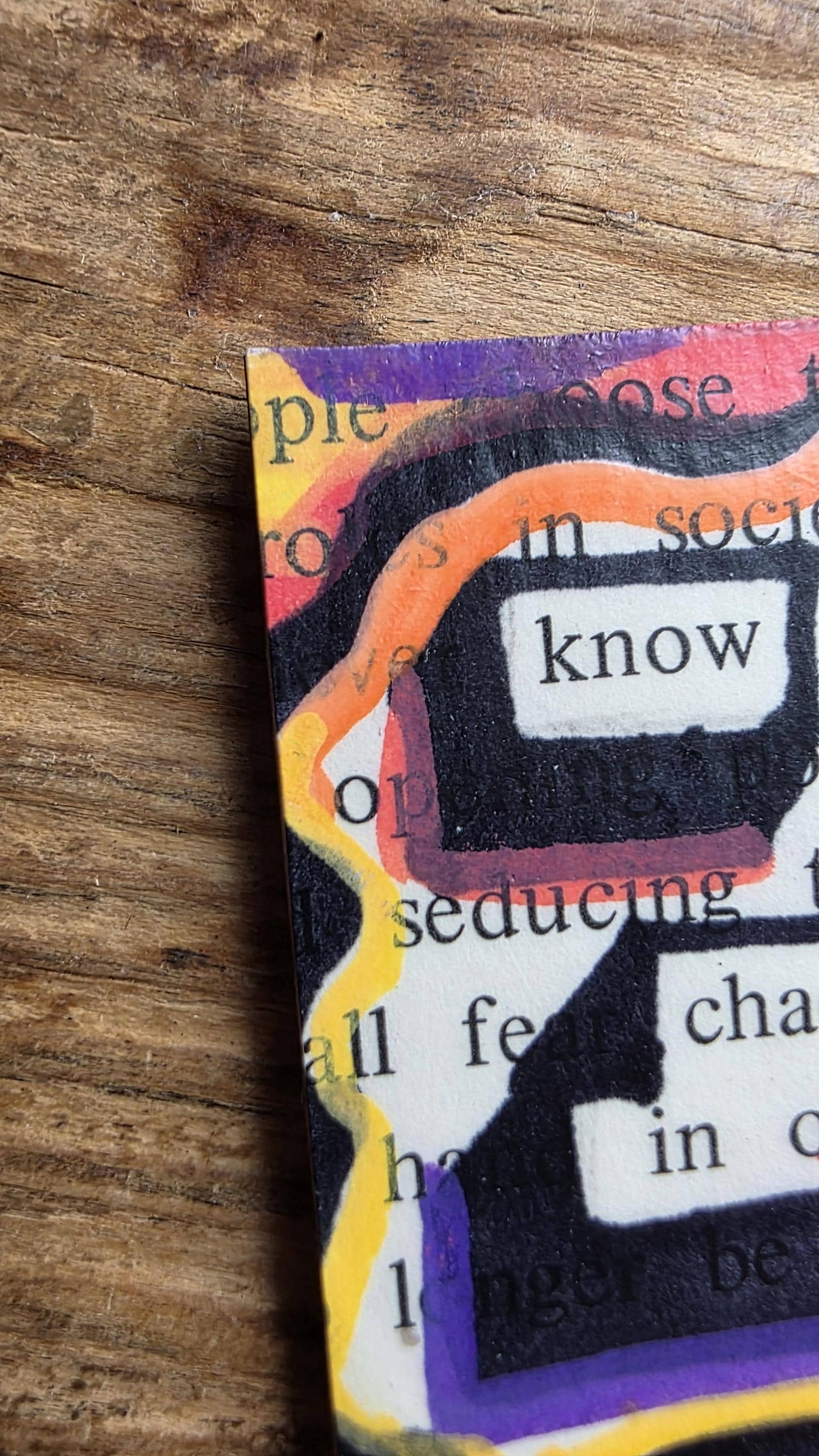 Know the Chaos of Our Lives Magnet | Abstract Rainbow Book Art, Blackout Poetry Magnet
