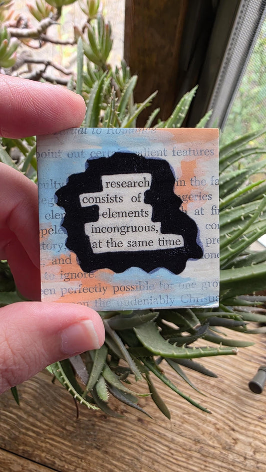 Research consists of elements.... | Literary Magnets, Blackout Poetry, Orange and Blue Design