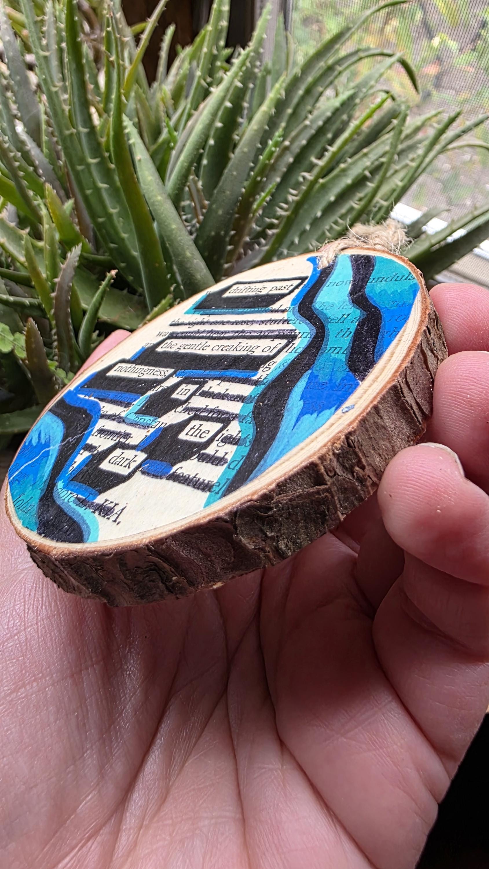 Blackout Poetry Ornament – “Drifting Past the Gentle Creaking Nothingness in the Dark” | Upcycled Book Art | Gothic Christmas Decor