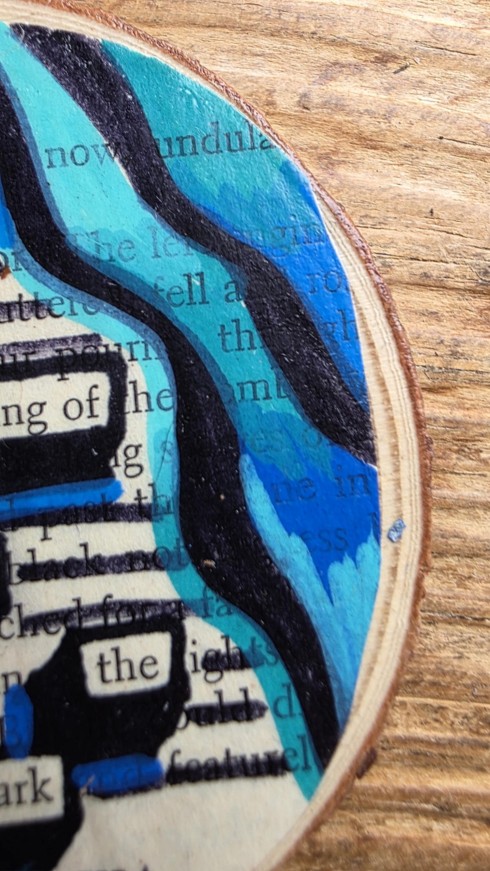 Blackout Poetry Ornament – “Drifting Past the Gentle Creaking Nothingness in the Dark” | Upcycled Book Art | Gothic Christmas Decor