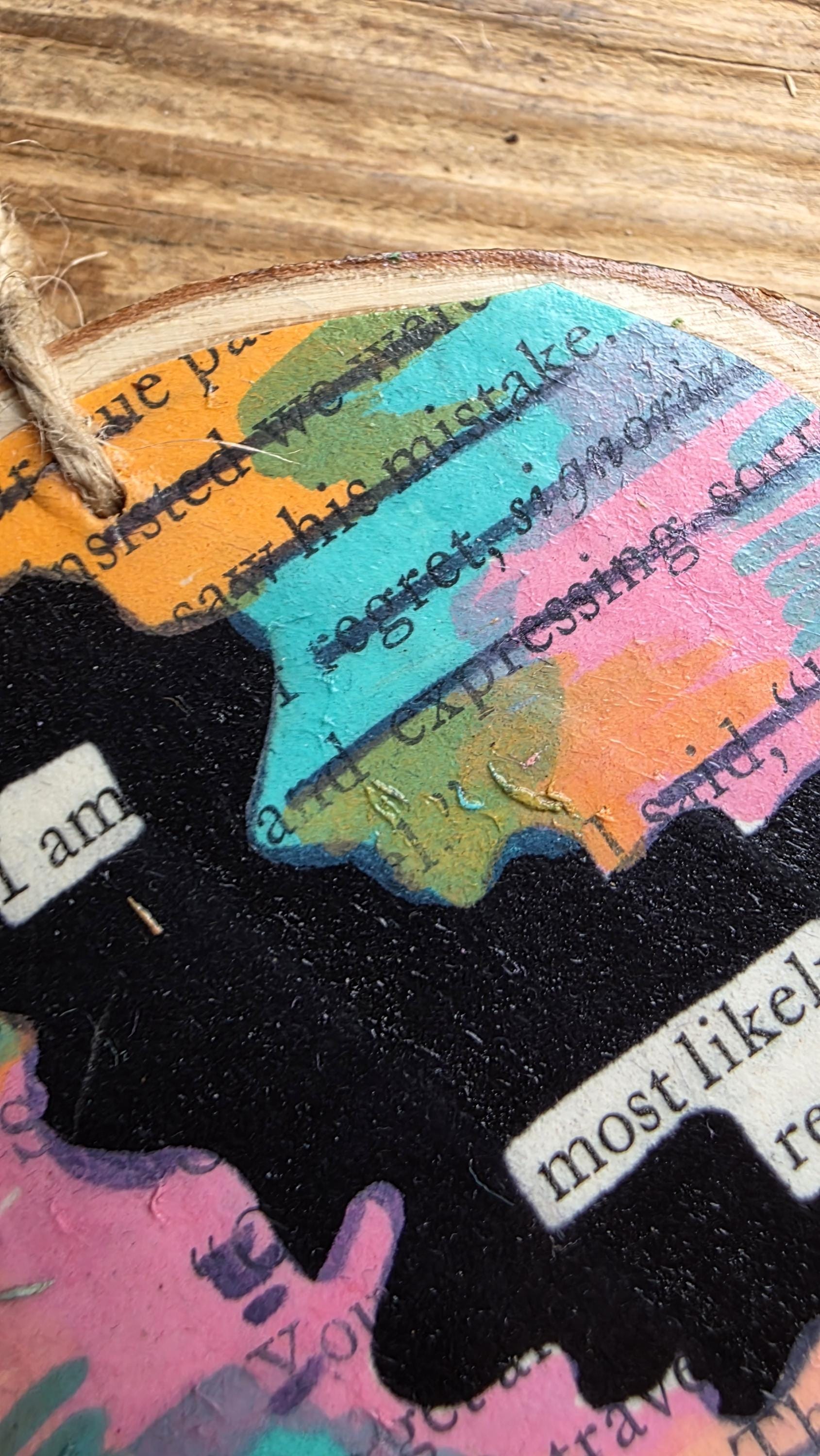 Blackout Poetry Ornament – “I Am Most Likely Reading” | Book Lover Gift | Upcycled Literary Art | Handmade Christmas Ornament