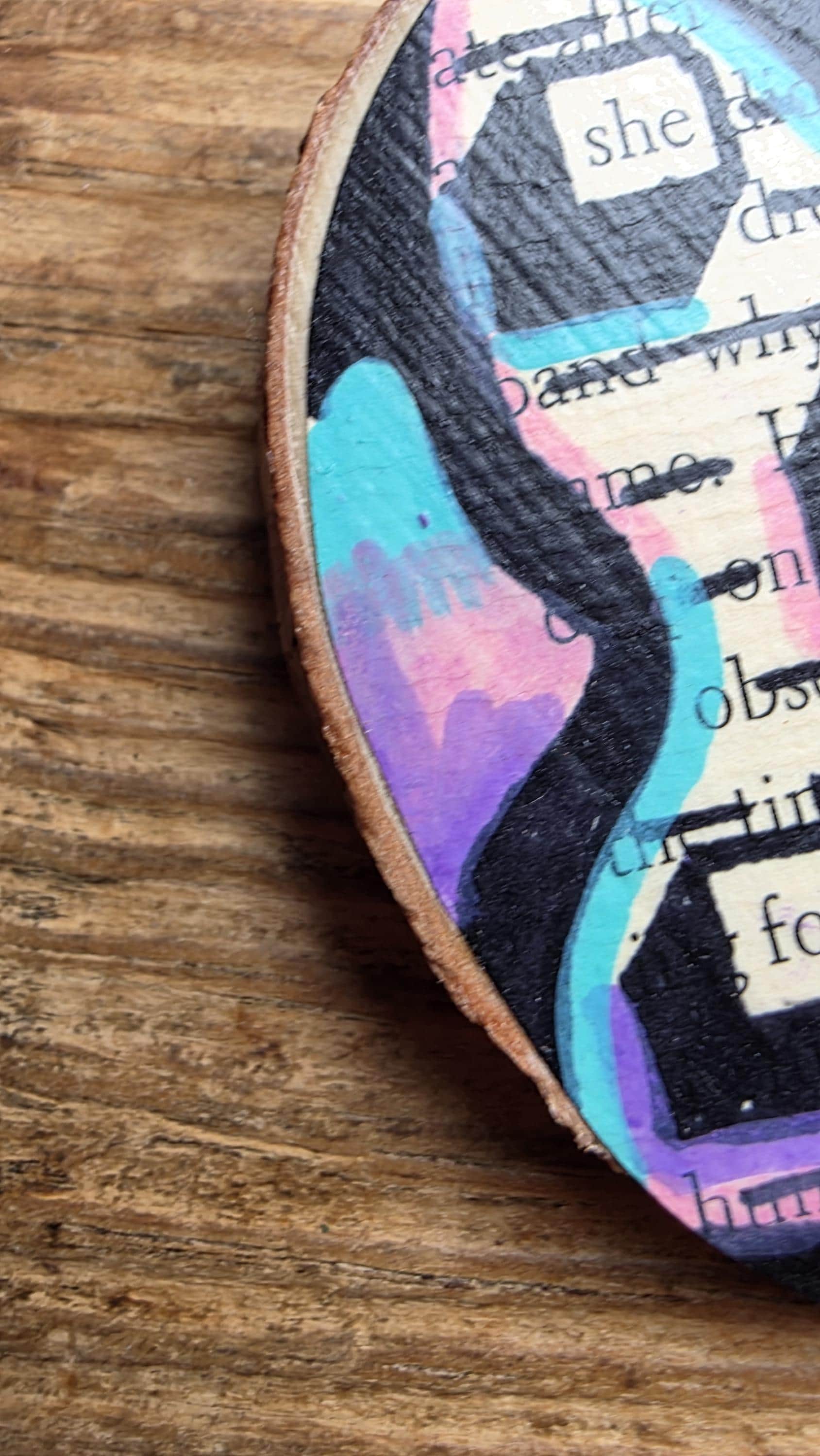 Blackout Poetry Ornament – “She Explained an Idea” | Upcycled Book Ornament | Feminist Gift | Literary Christmas Decor | Handmade