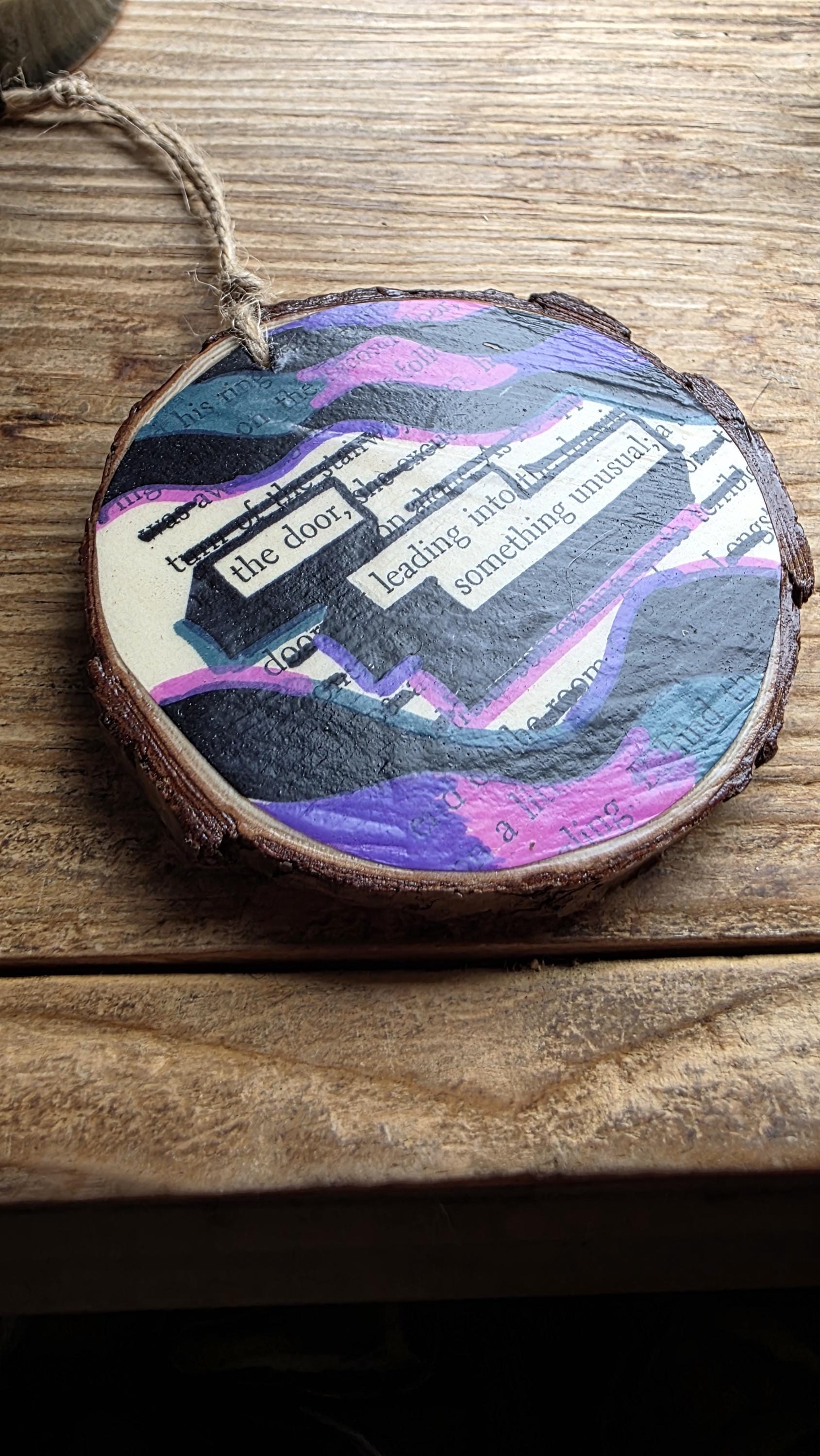 The Door Leading to Something Unusual | Literary Art Ornament | Paranormal Gift | Blackout Poetry Ornament | Book Page Décor