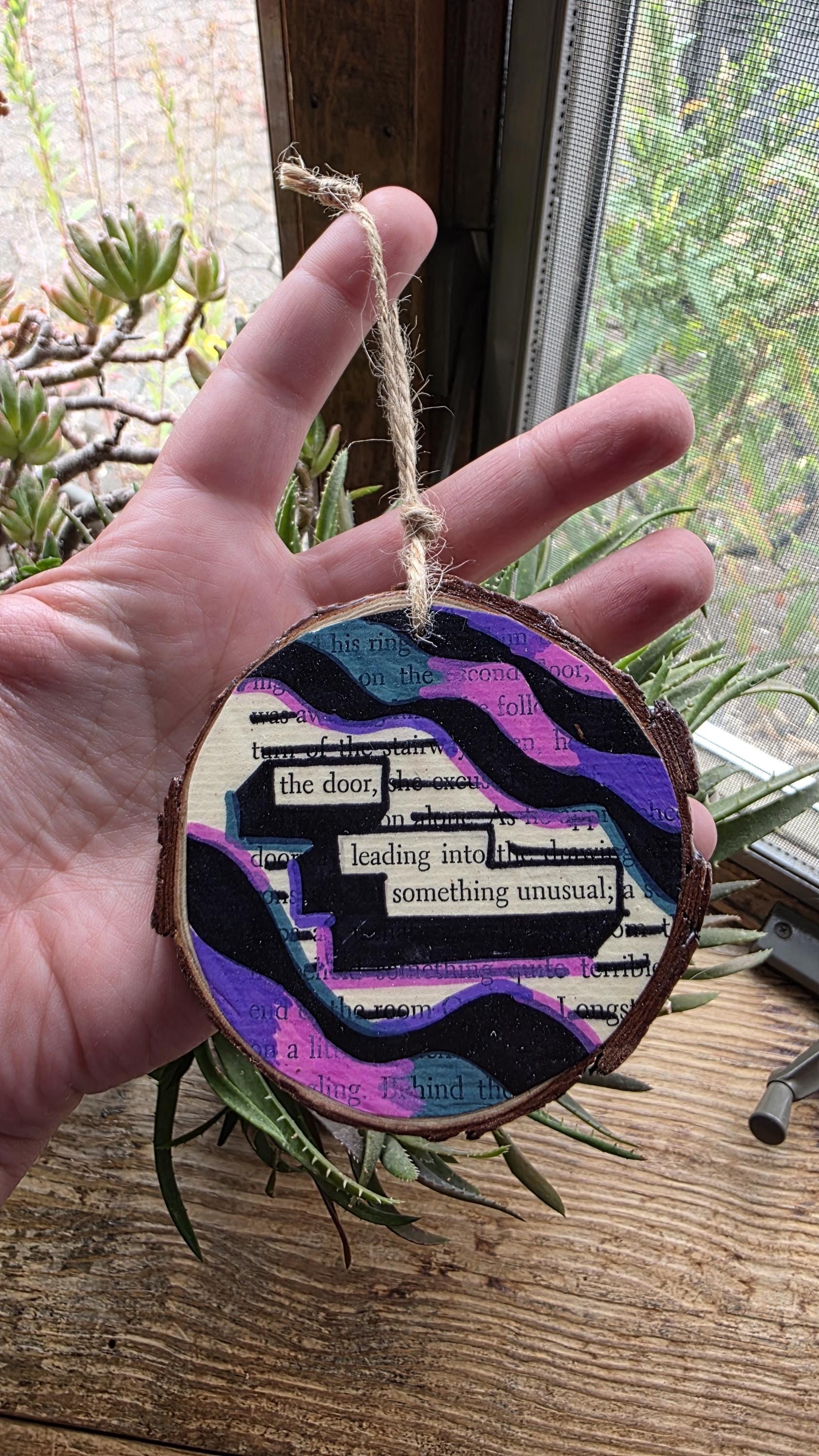 The Door Leading to Something Unusual | Literary Art Ornament | Paranormal Gift | Blackout Poetry Ornament | Book Page Décor