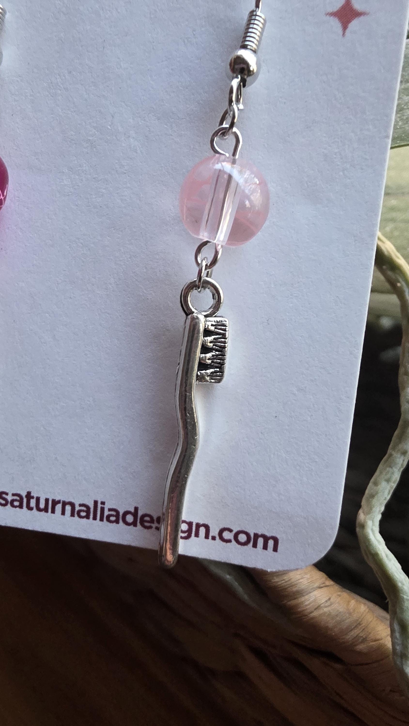 Toothbrush and Toothpaste Earrings, Mismatched Dental Jewelry, Pink Dentist Gift, Funny Earrings for Hygienists, Whimsical Handmade Jewelry