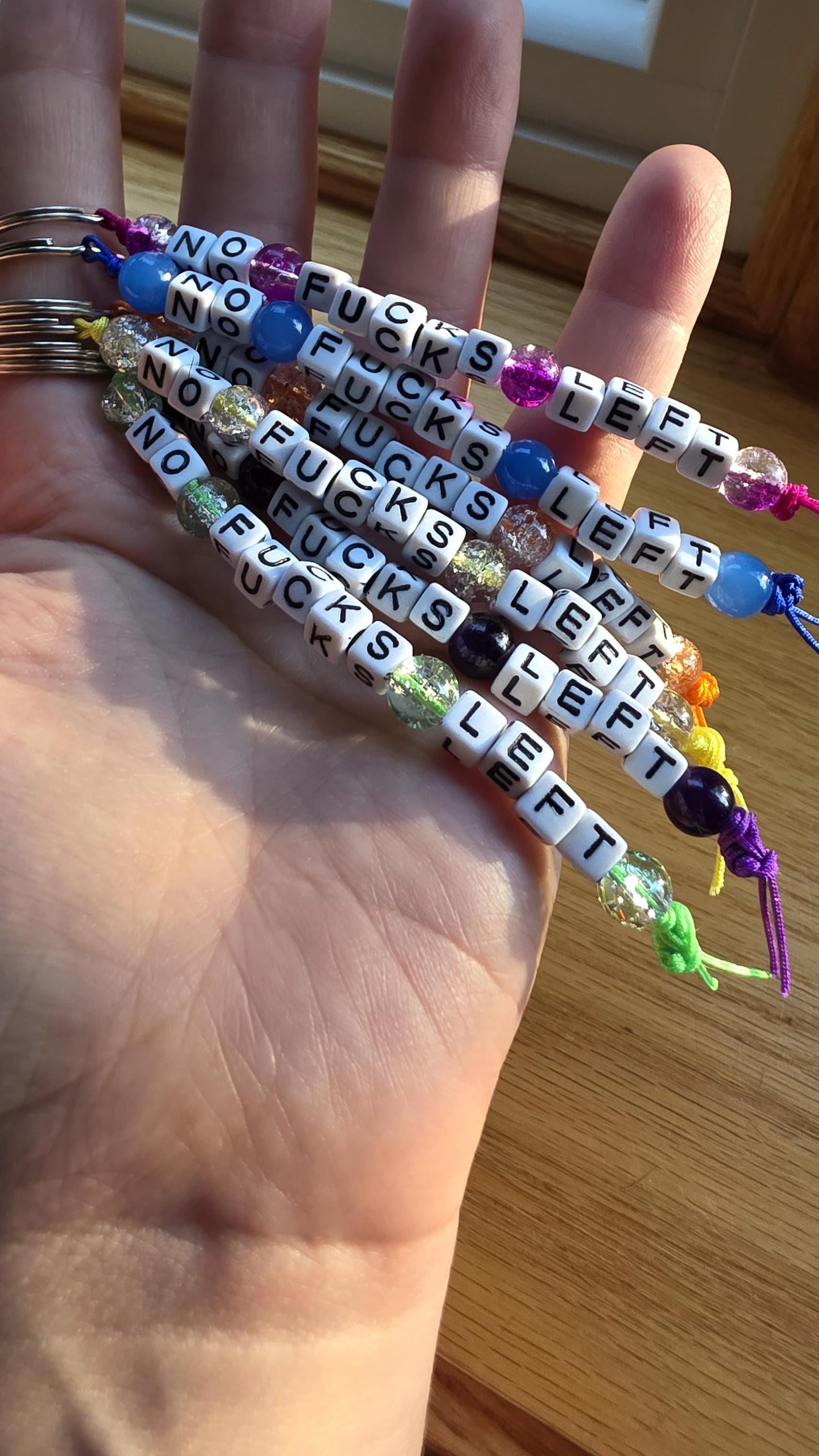 No Fucks Left Beaded Keychain, Funny Keychain, Snarky Gift, Adult Humor Gift, Statement Keychain, Handmade Bag Charm, Gifts for Friends