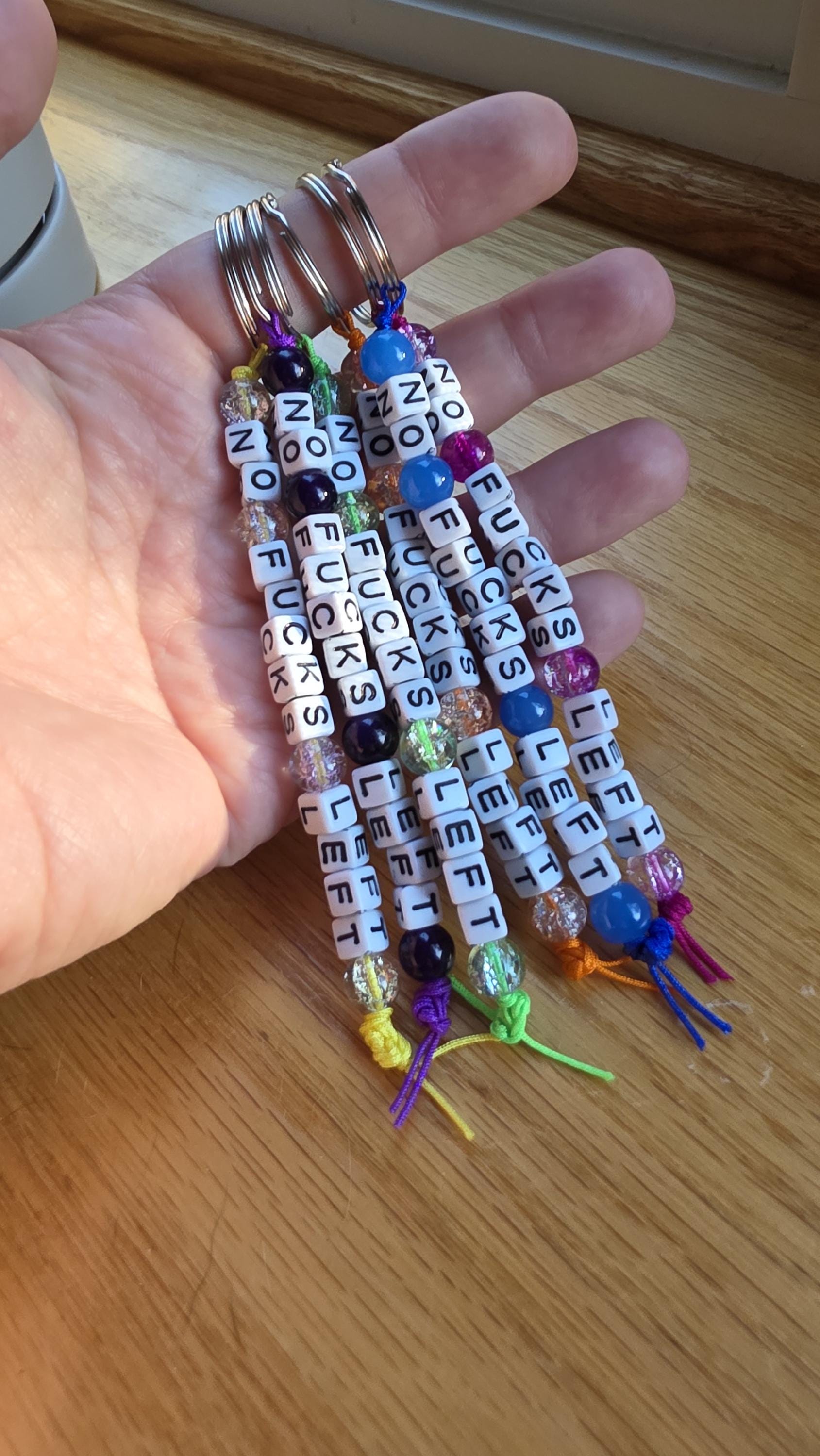 No Fucks Left Beaded Keychain, Funny Keychain, Snarky Gift, Adult Humor Gift, Statement Keychain, Handmade Bag Charm, Gifts for Friends