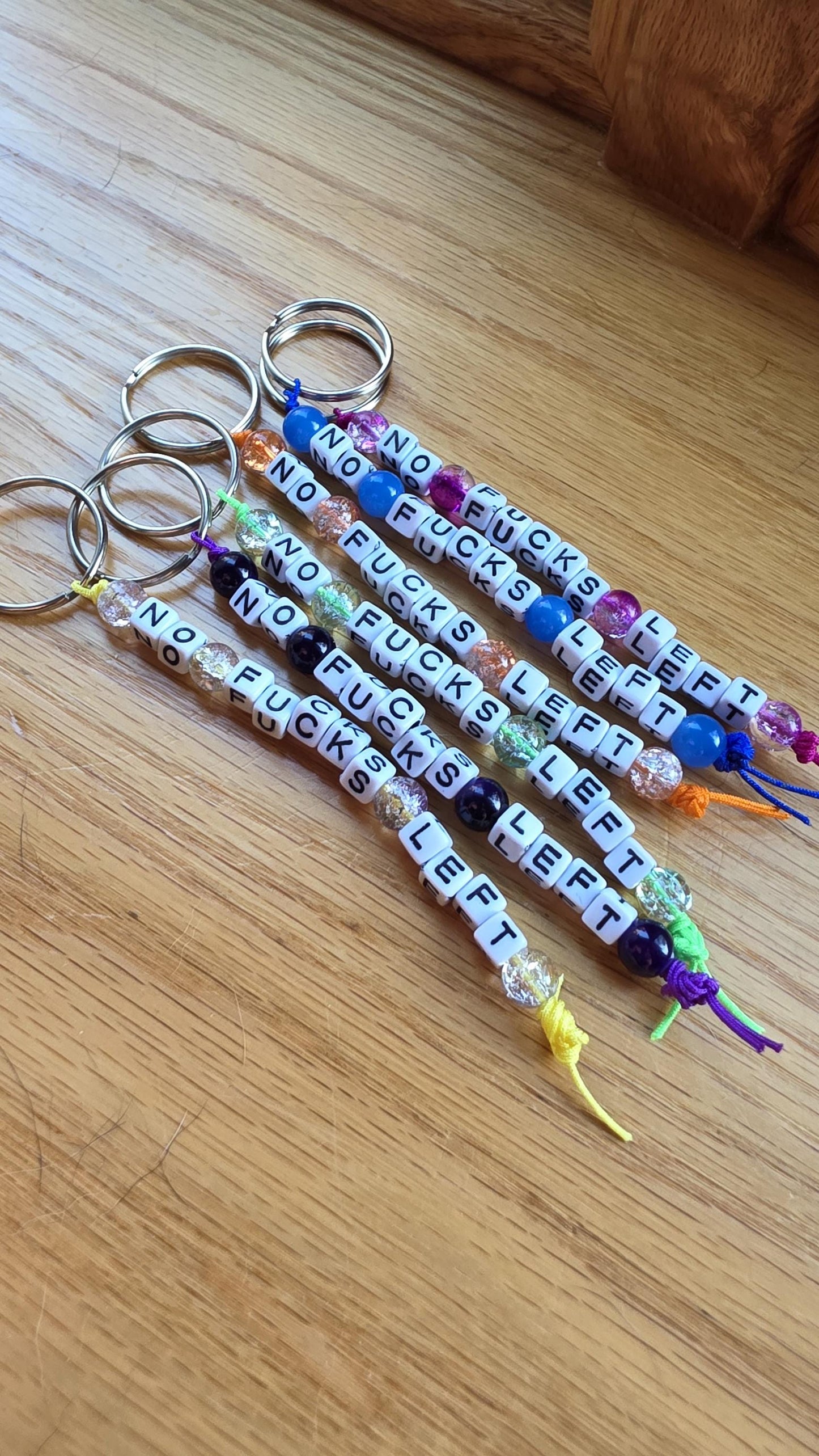 No Fucks Left Beaded Keychain, Funny Keychain, Snarky Gift, Adult Humor Gift, Statement Keychain, Handmade Bag Charm, Gifts for Friends