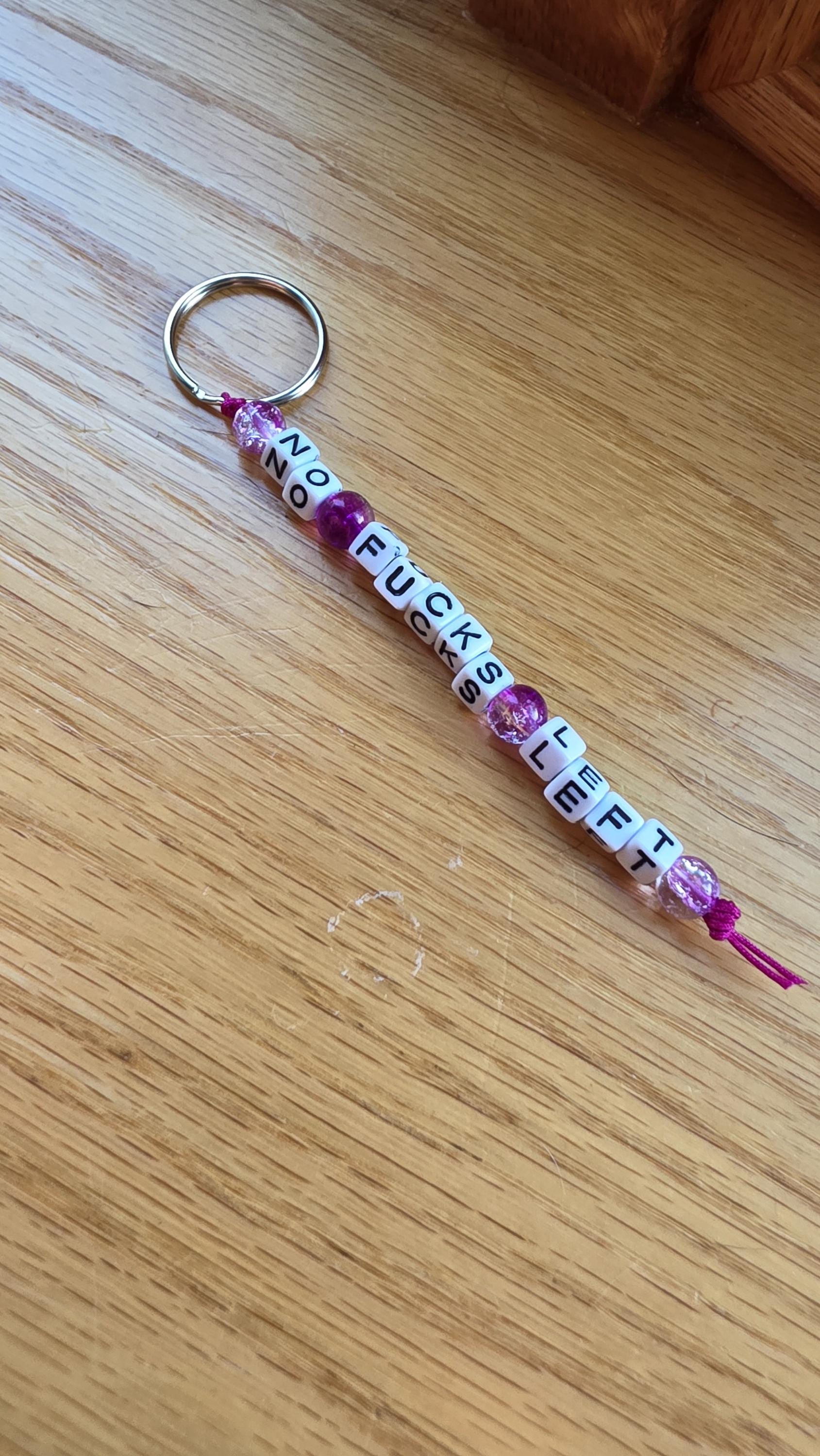 No Fucks Left Beaded Keychain, Funny Keychain, Snarky Gift, Adult Humor Gift, Statement Keychain, Handmade Bag Charm, Gifts for Friends
