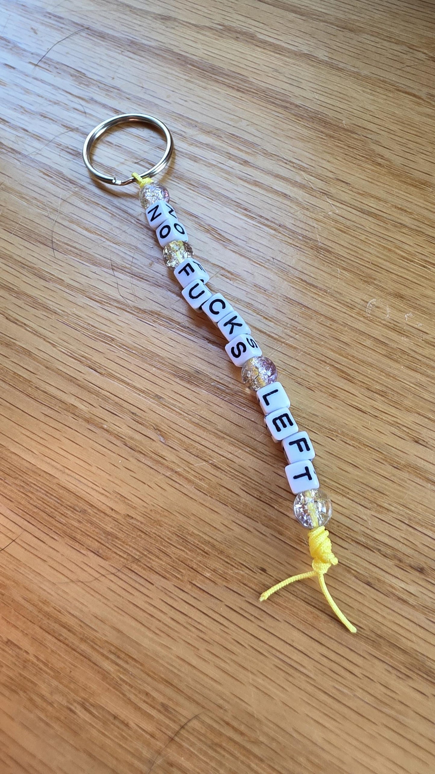 No Fucks Left Beaded Keychain, Funny Keychain, Snarky Gift, Adult Humor Gift, Statement Keychain, Handmade Bag Charm, Gifts for Friends