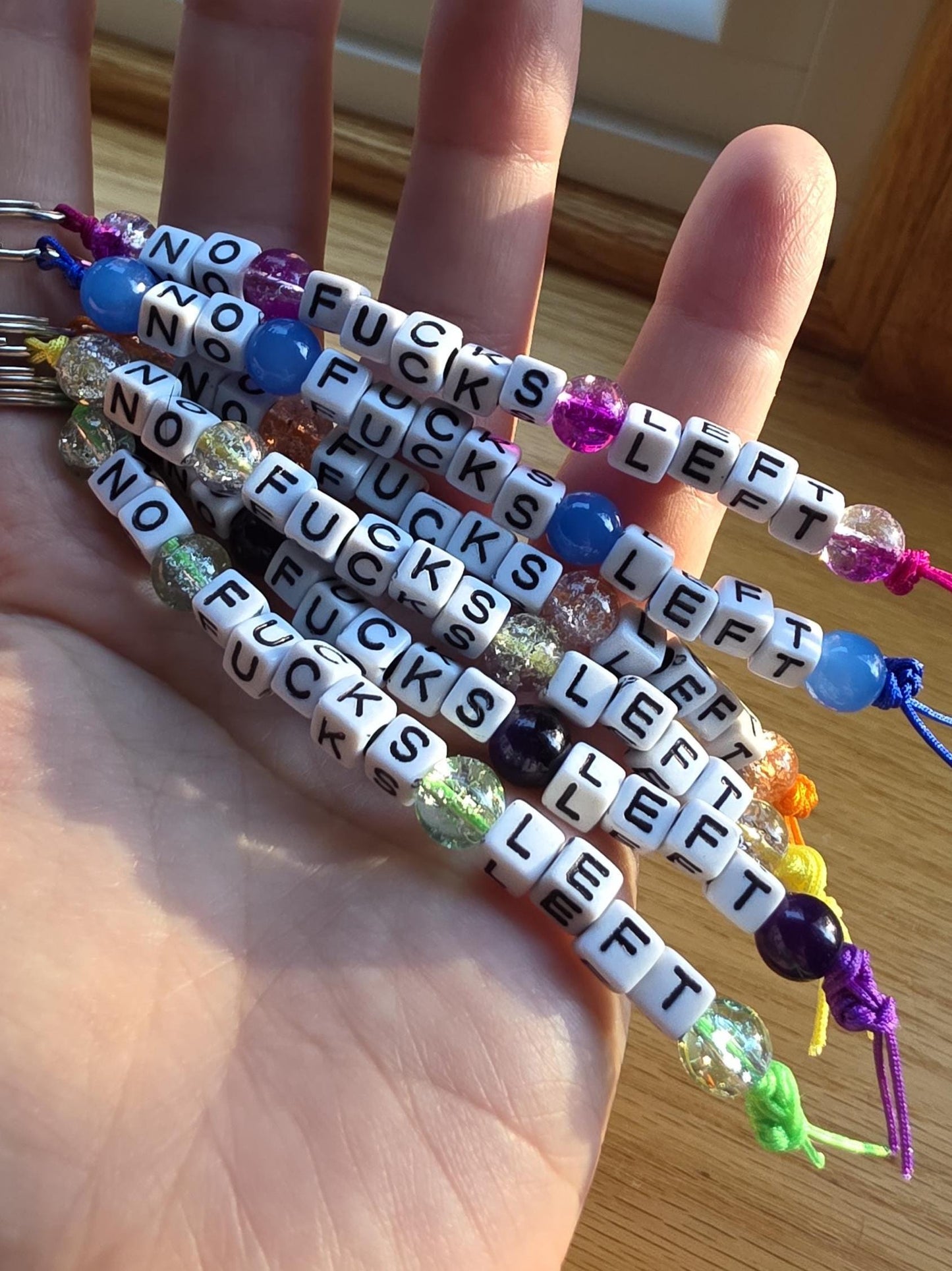 No Fucks Left Beaded Keychain, Funny Keychain, Snarky Gift, Adult Humor Gift, Statement Keychain, Handmade Bag Charm, Gifts for Friends