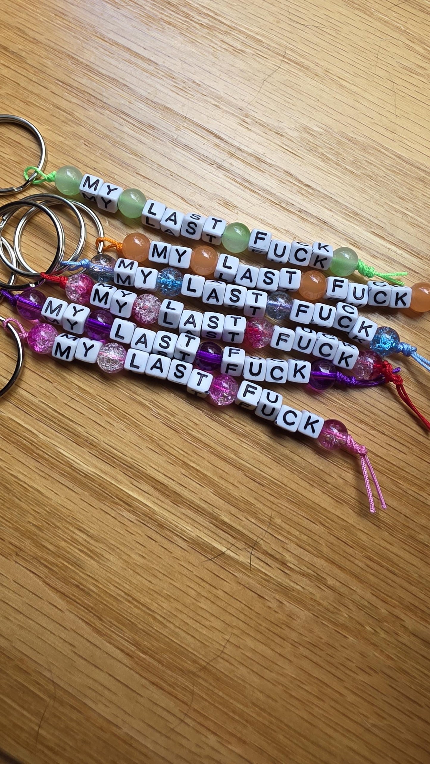 My Last Fuck Keychain – Funny Beaded Keychain, Snarky Gift, Adult Humor Gift, Handmade Keychain, Sarcastic Present, Gag Gift for Friend