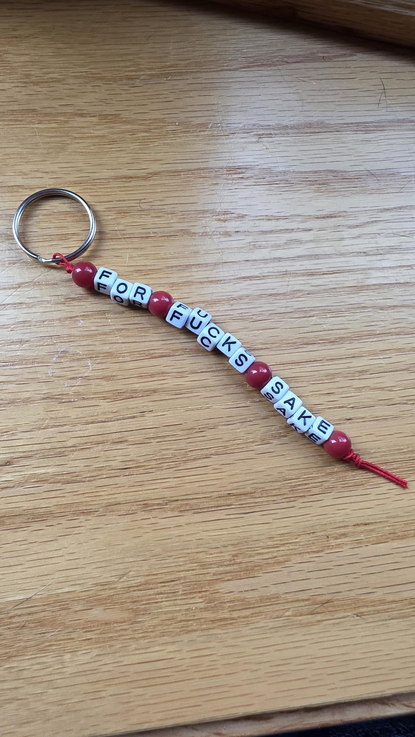 For Fuck’s Sake Keychain – Funny Beaded Keychain, Snarky Gift, Sarcastic Keychain, Adult Humor Gift, Handmade Gag Gift for Friend