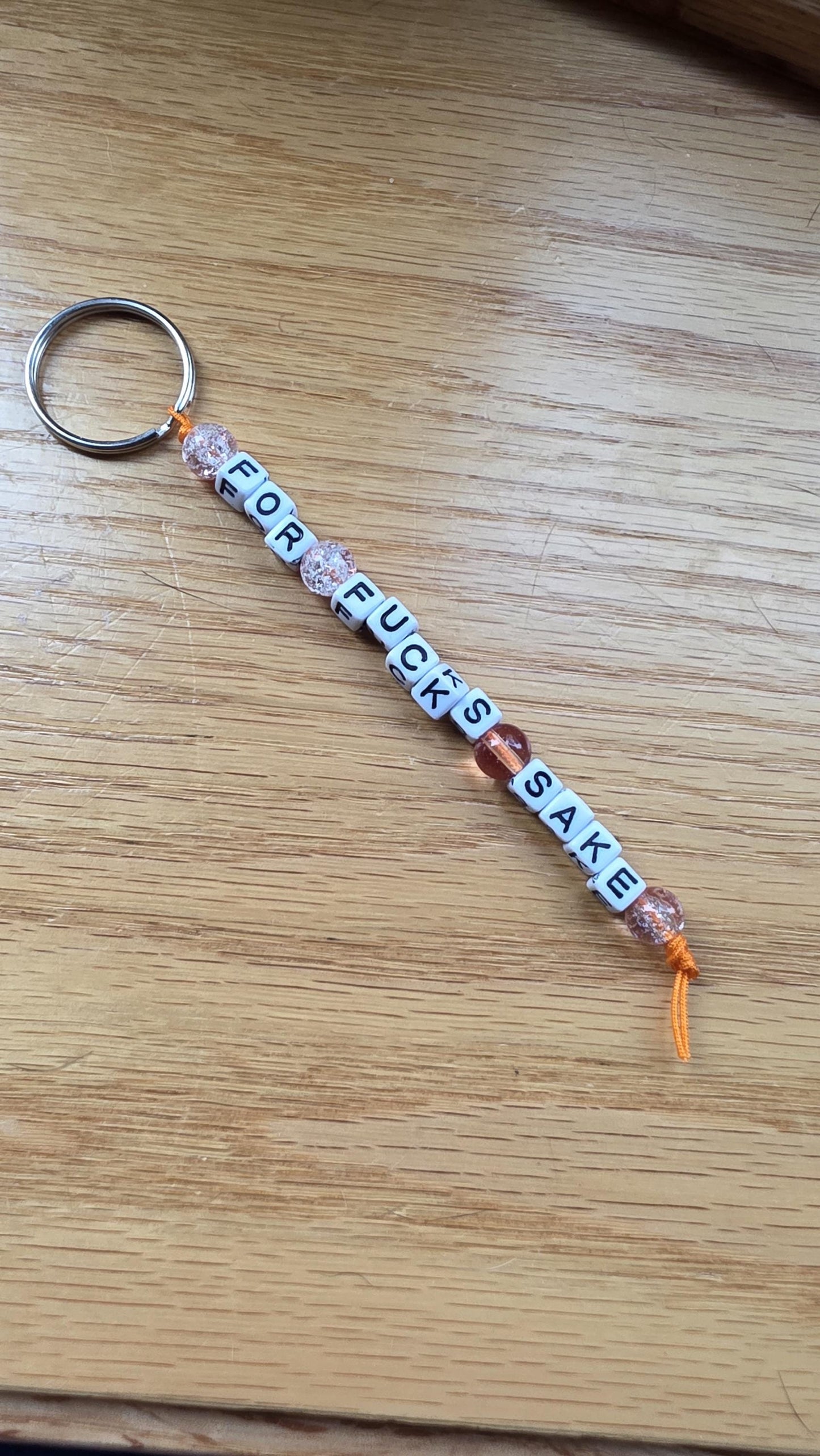 For Fuck’s Sake Keychain – Funny Beaded Keychain, Snarky Gift, Sarcastic Keychain, Adult Humor Gift, Handmade Gag Gift for Friend