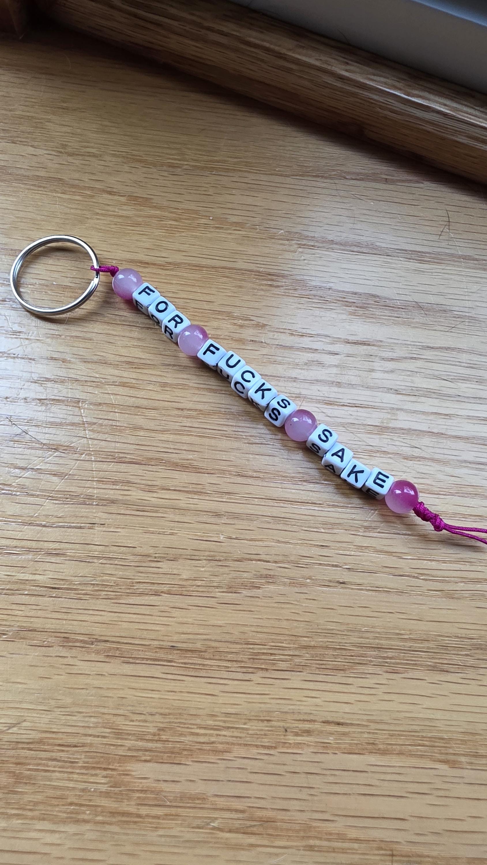 For Fuck’s Sake Keychain – Funny Beaded Keychain, Snarky Gift, Sarcastic Keychain, Adult Humor Gift, Handmade Gag Gift for Friend