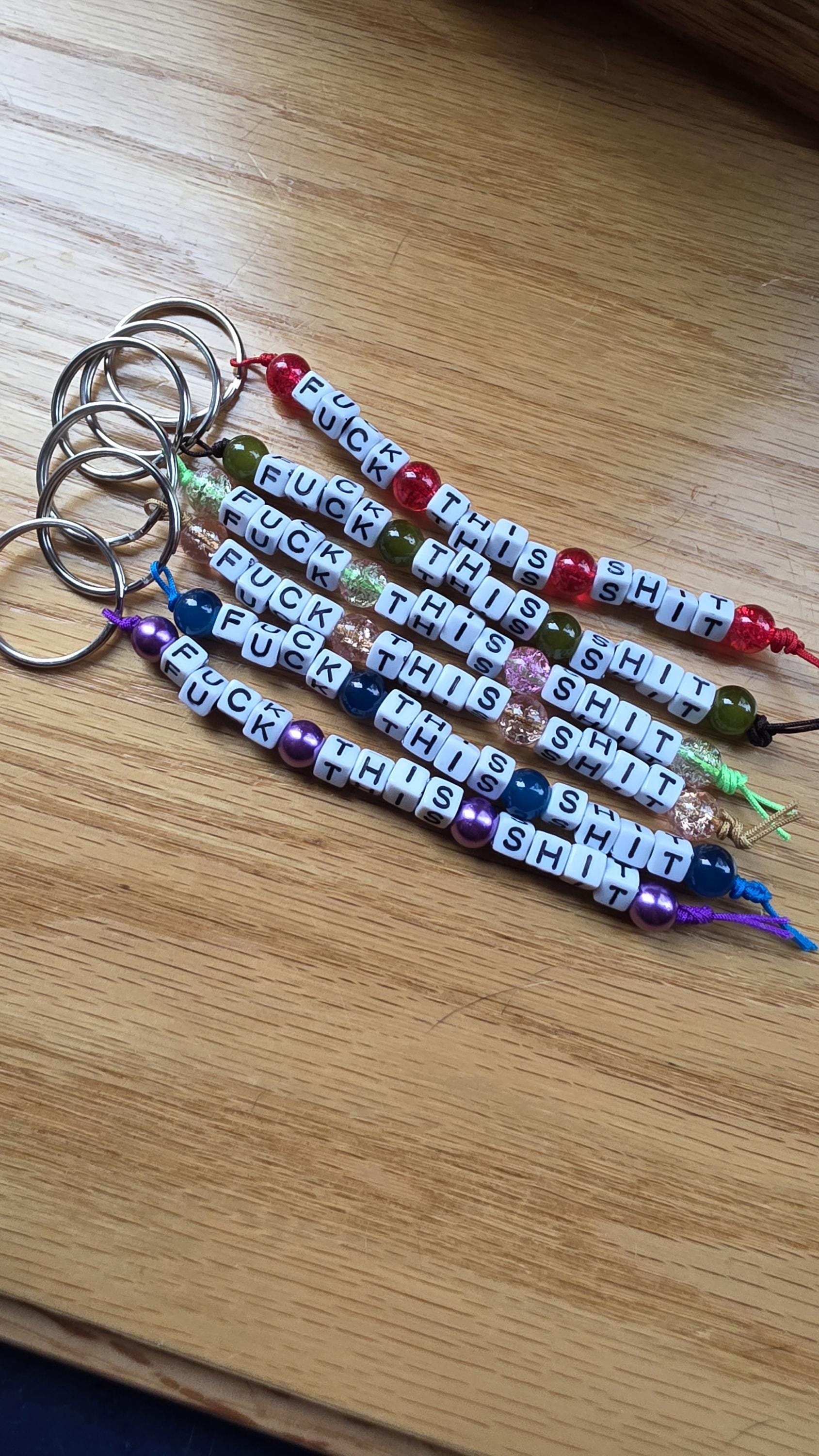 Fuck This Shit Keychain – Funny Beaded Keychain, Bestselling Snarky Gift, Handmade Keychain, Adult Humor Gift, Sarcastic Beaded Keychain