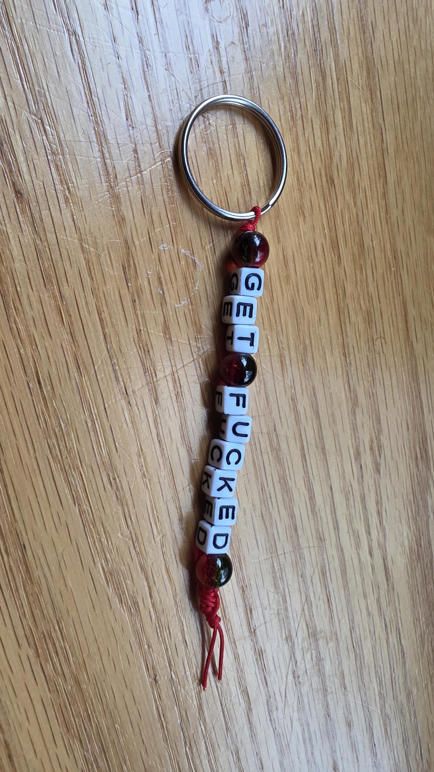 Get Fucked Keychain – Funny Beaded Keychain, Snarky Gift, Handmade Adult Humor Gift, Sarcastic Keychain, Rude Keychain, Gag Gift for Friends