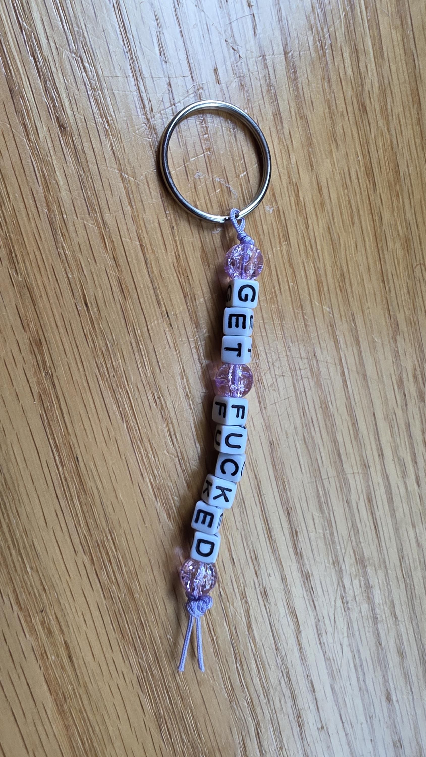 Get Fucked Keychain – Funny Beaded Keychain, Snarky Gift, Handmade Adult Humor Gift, Sarcastic Keychain, Rude Keychain, Gag Gift for Friends