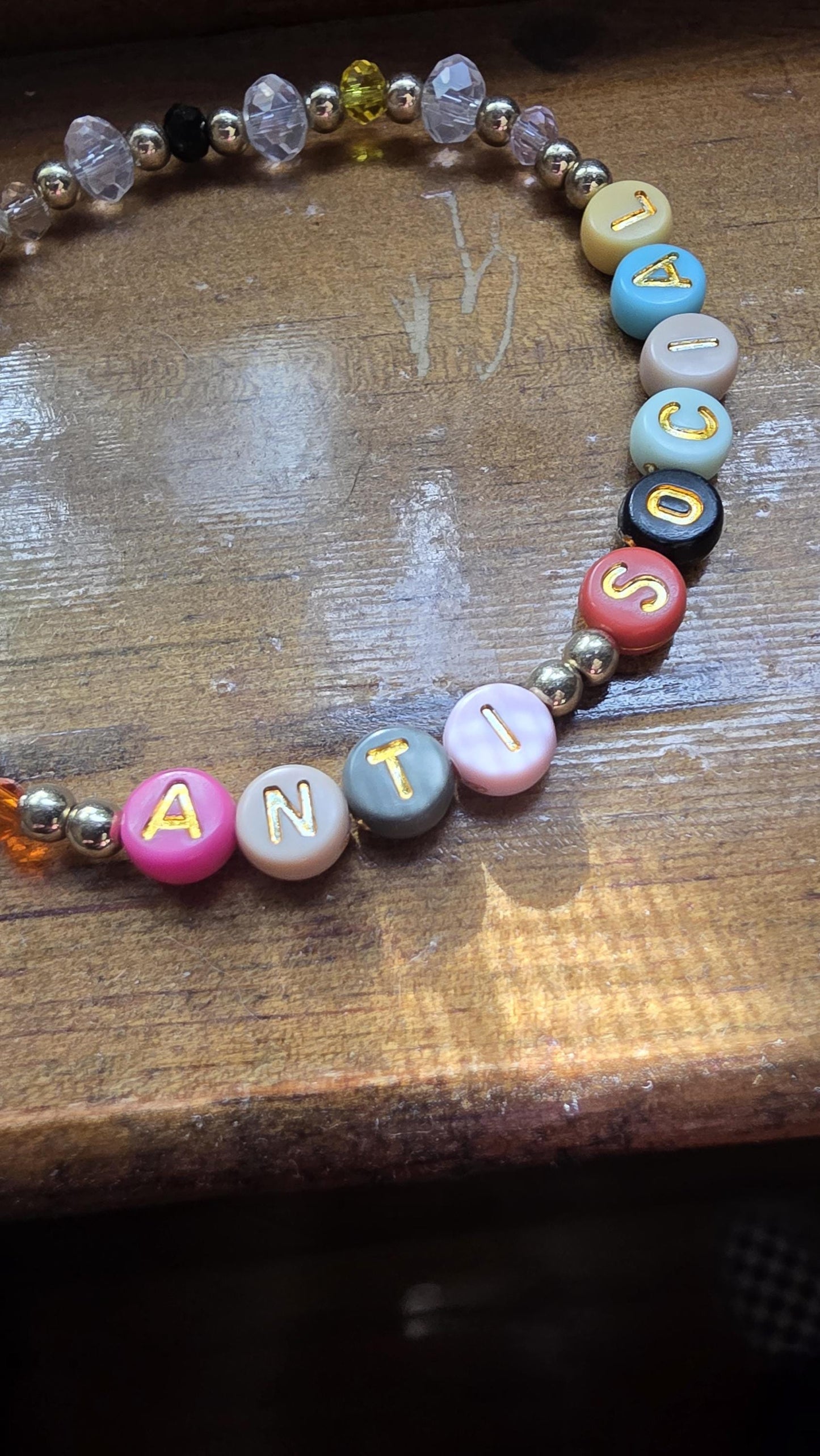 ANTI SOCIAL Friendship Bracelet | Snarky Gifts for Friends | Ironic Friendship Bracelet | Colorful Snarky Gift