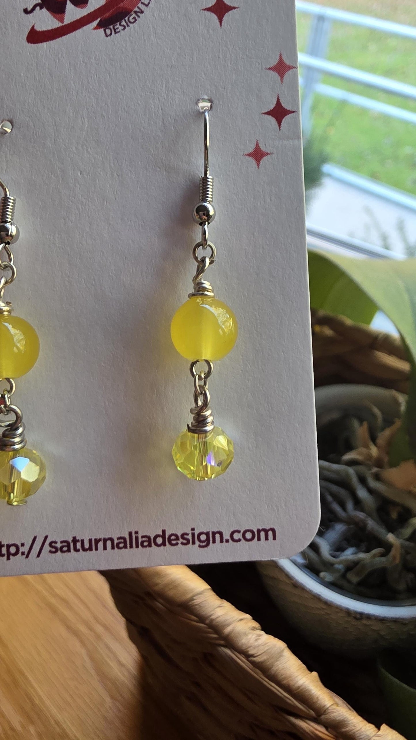Yellow Beaded Earrings, Handmade One of a Kind Jewelry, Silver Plated Hooks, Boho Minimalist Earrings, Teacher Gift, One Bead Wonder