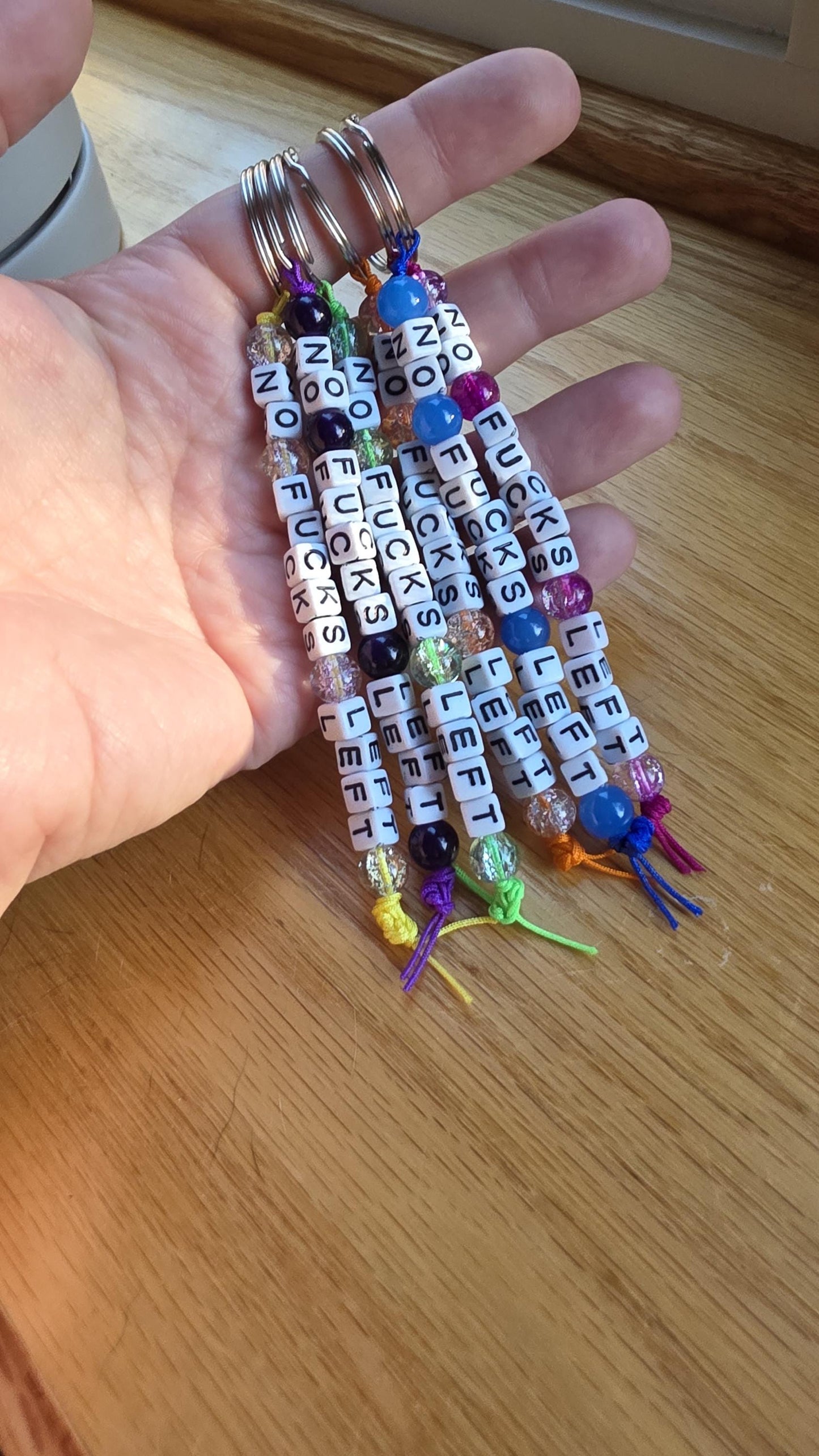 No Fucks Left Beaded Keychain, Funny Keychain, Snarky Gift, Adult Humor Gift, Statement Keychain, Handmade Bag Charm, Gifts for Friends