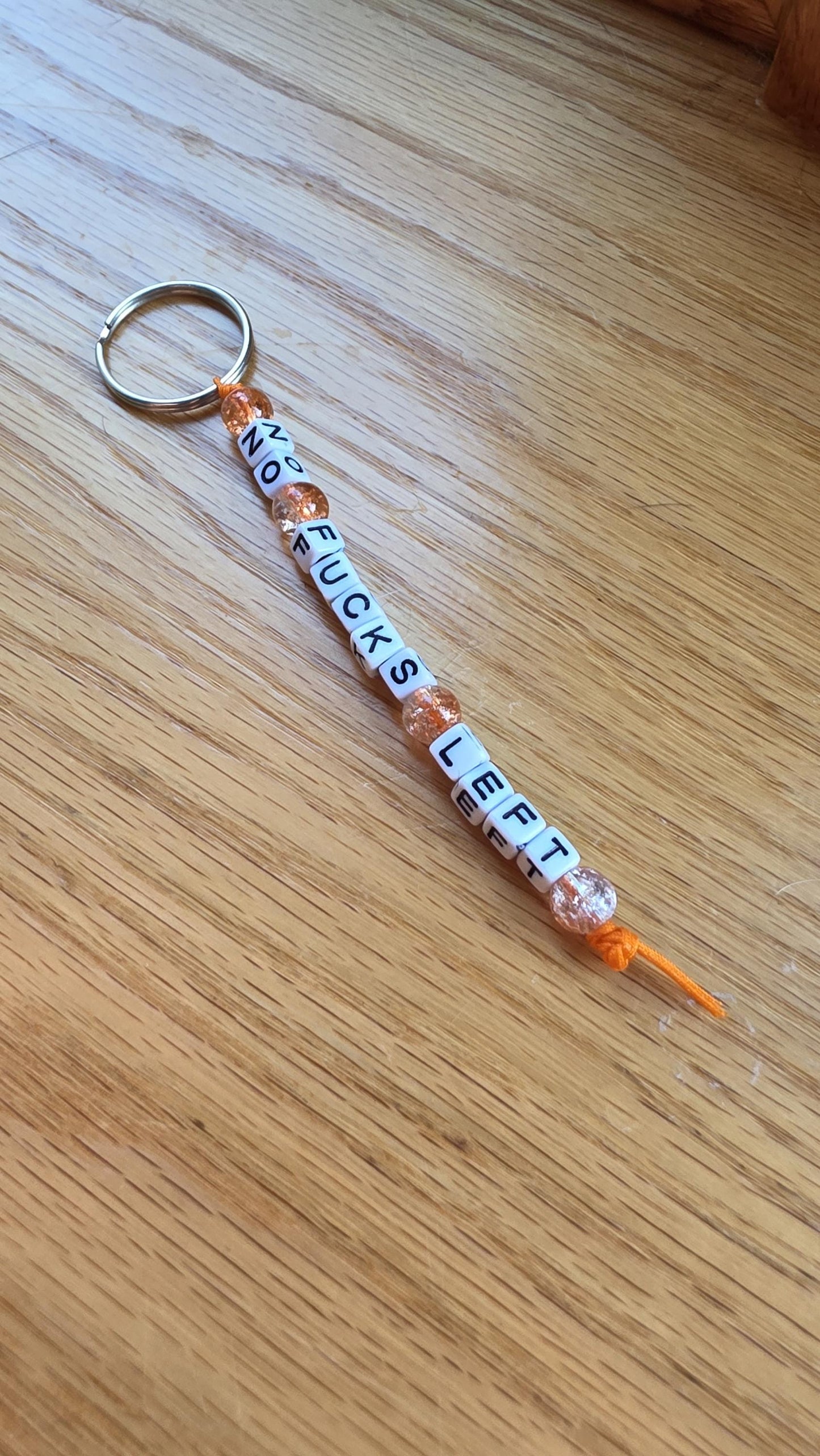 No Fucks Left Beaded Keychain, Funny Keychain, Snarky Gift, Adult Humor Gift, Statement Keychain, Handmade Bag Charm, Gifts for Friends