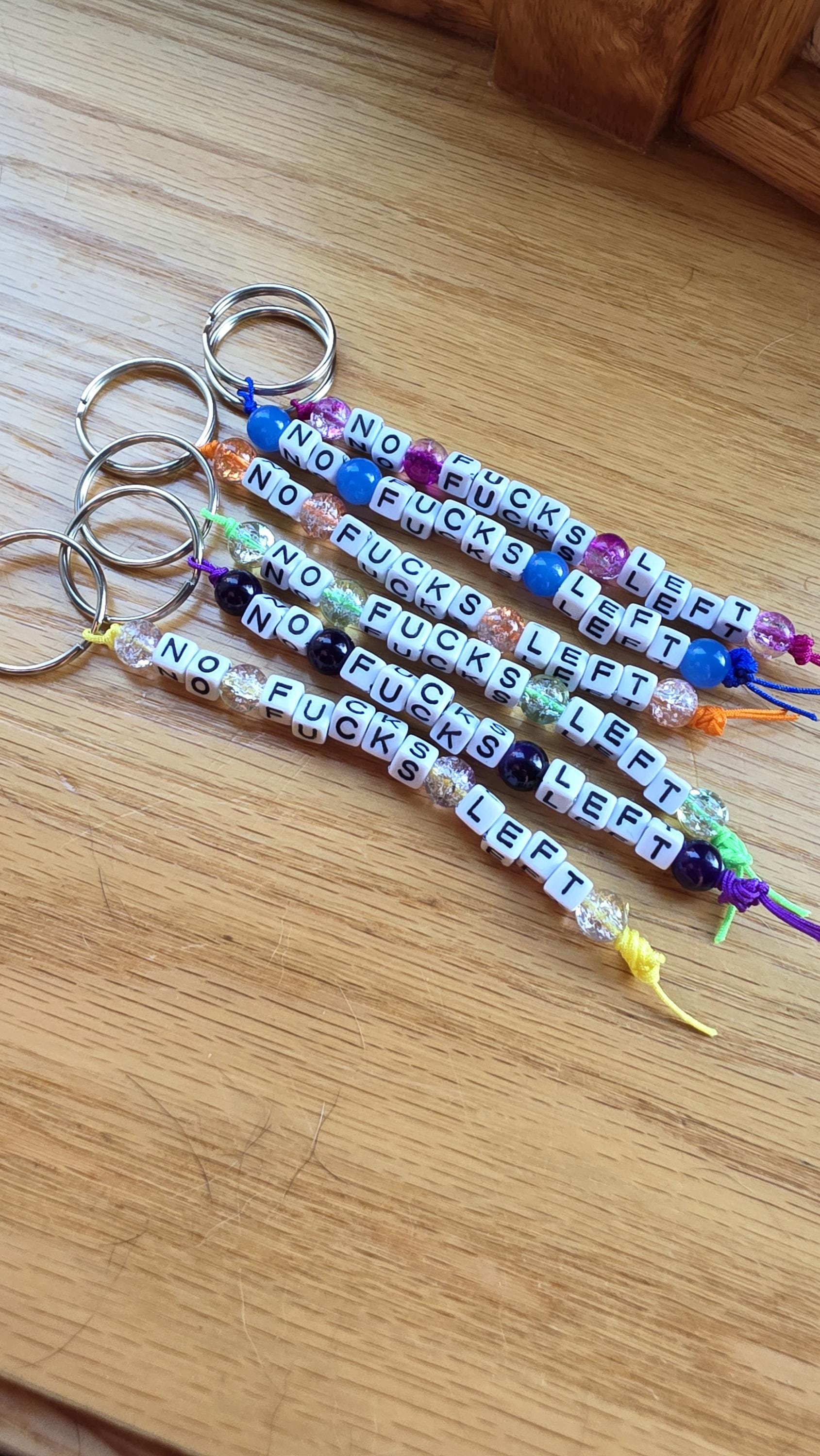 No Fucks Left Beaded Keychain, Funny Keychain, Snarky Gift, Adult Humor Gift, Statement Keychain, Handmade Bag Charm, Gifts for Friends
