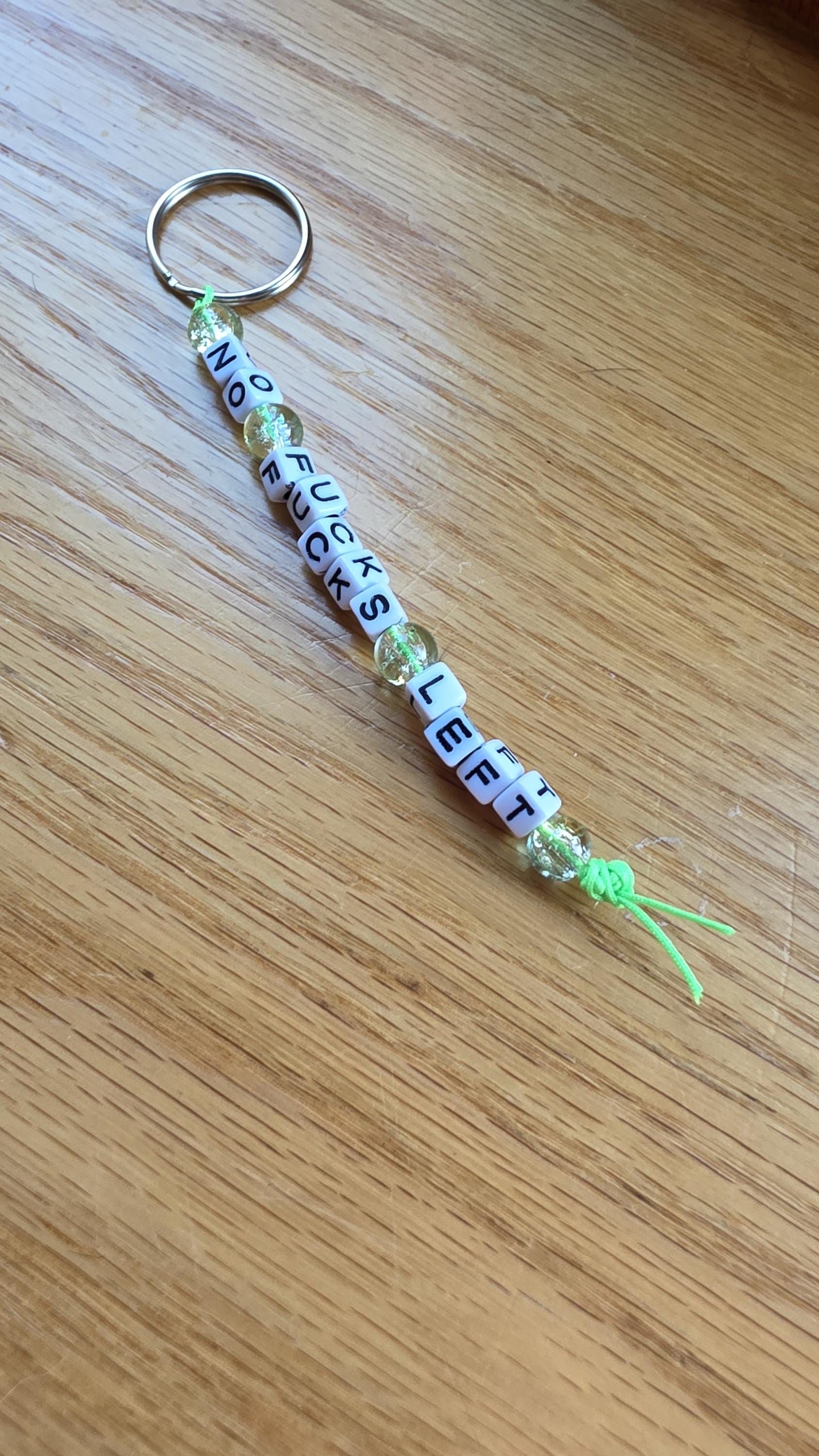 No Fucks Left Beaded Keychain, Funny Keychain, Snarky Gift, Adult Humor Gift, Statement Keychain, Handmade Bag Charm, Gifts for Friends