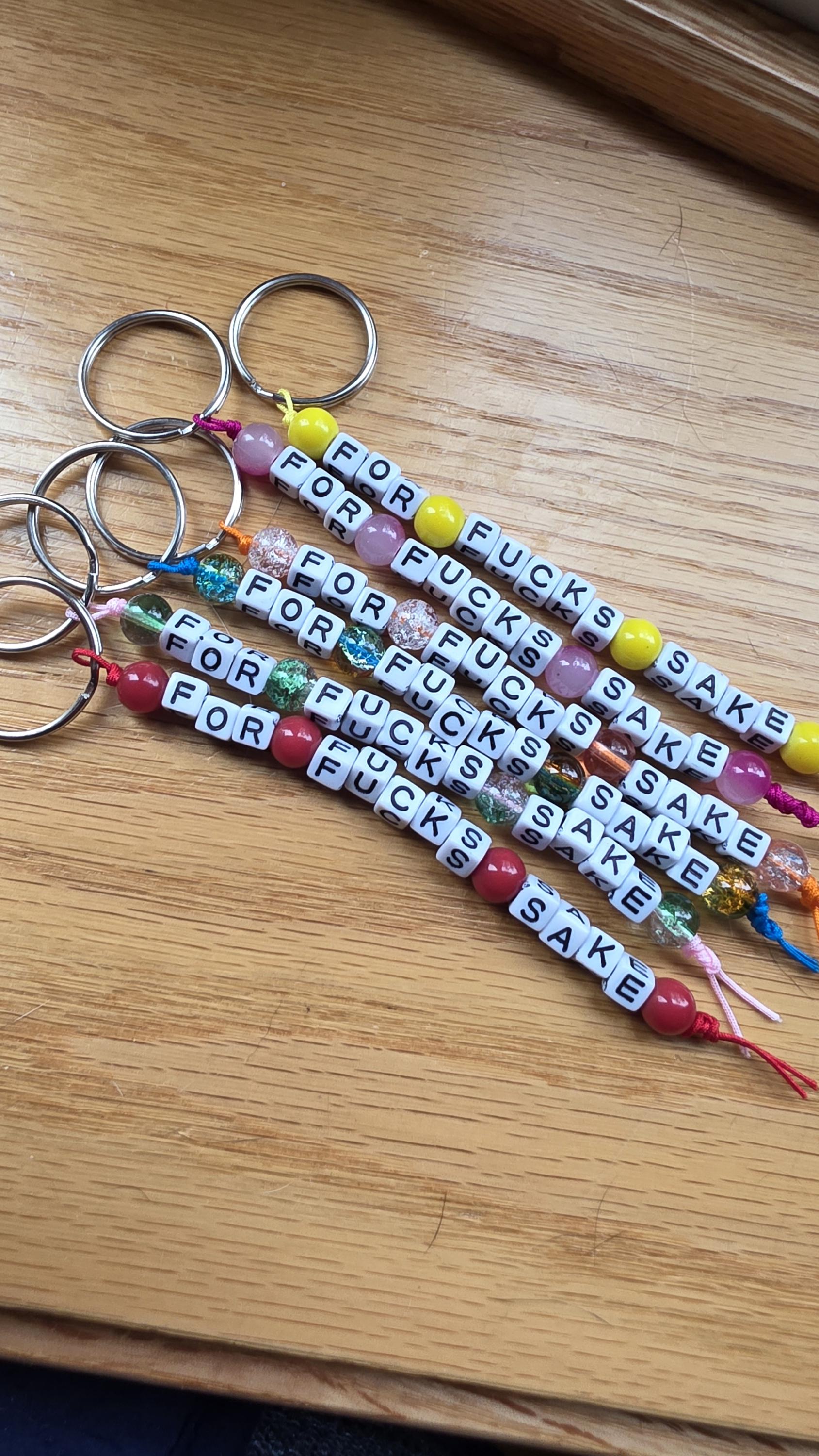 For Fuck’s Sake Keychain – Funny Beaded Keychain, Snarky Gift, Sarcastic Keychain, Adult Humor Gift, Handmade Gag Gift for Friend
