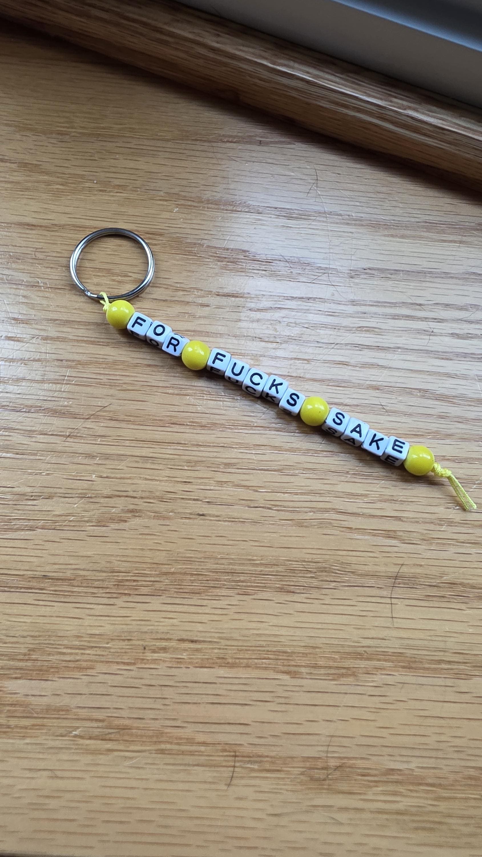 For Fuck’s Sake Keychain – Funny Beaded Keychain, Snarky Gift, Sarcastic Keychain, Adult Humor Gift, Handmade Gag Gift for Friend