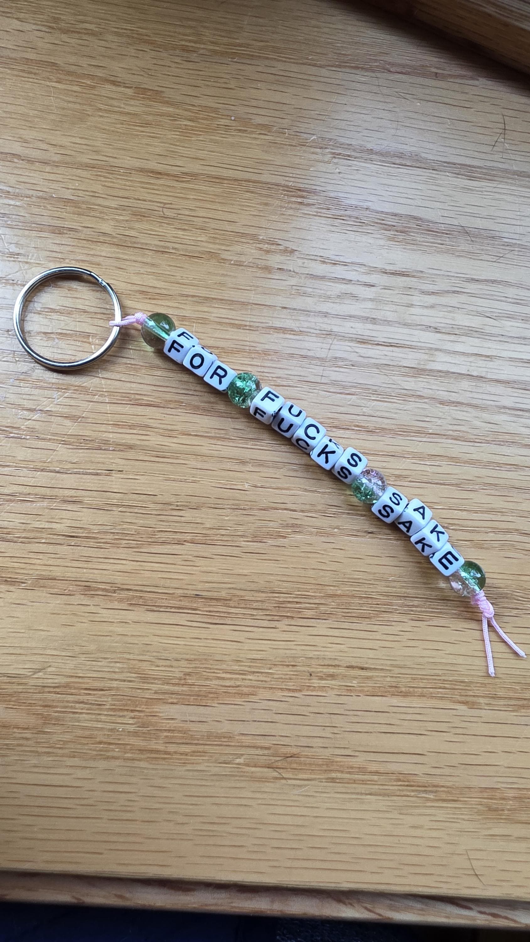 For Fuck’s Sake Keychain – Funny Beaded Keychain, Snarky Gift, Sarcastic Keychain, Adult Humor Gift, Handmade Gag Gift for Friend