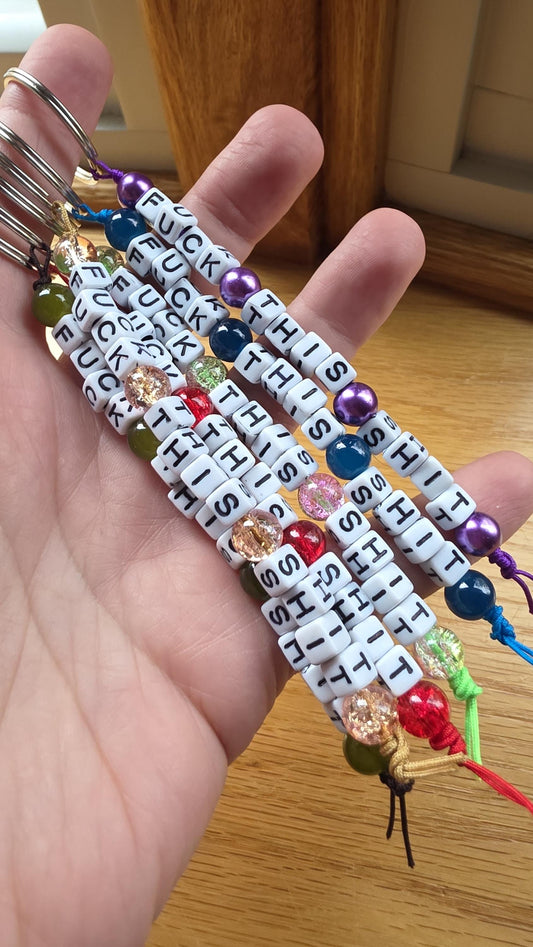 Fuck This Shit Keychain – Funny Beaded Keychain, Bestselling Snarky Gift, Handmade Keychain, Adult Humor Gift, Sarcastic Beaded Keychain