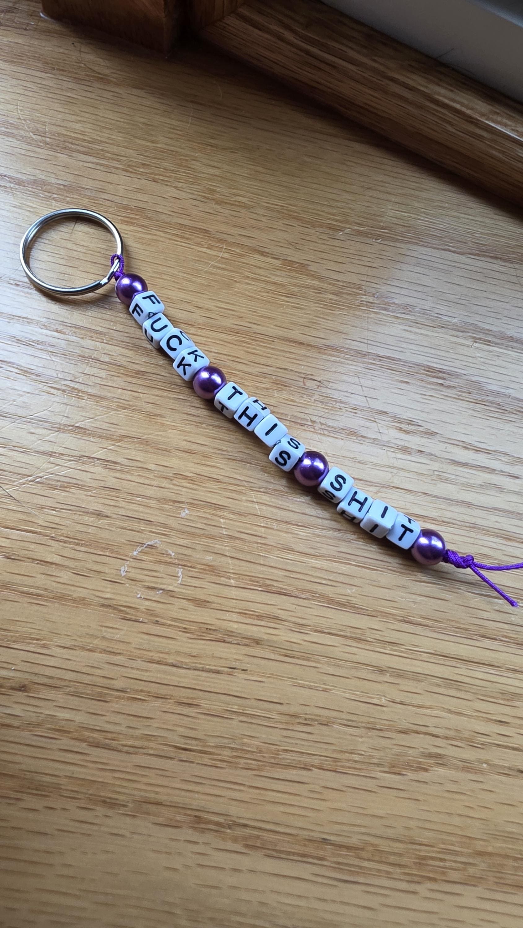 Fuck This Shit Keychain – Funny Beaded Keychain, Bestselling Snarky Gift, Handmade Keychain, Adult Humor Gift, Sarcastic Beaded Keychain