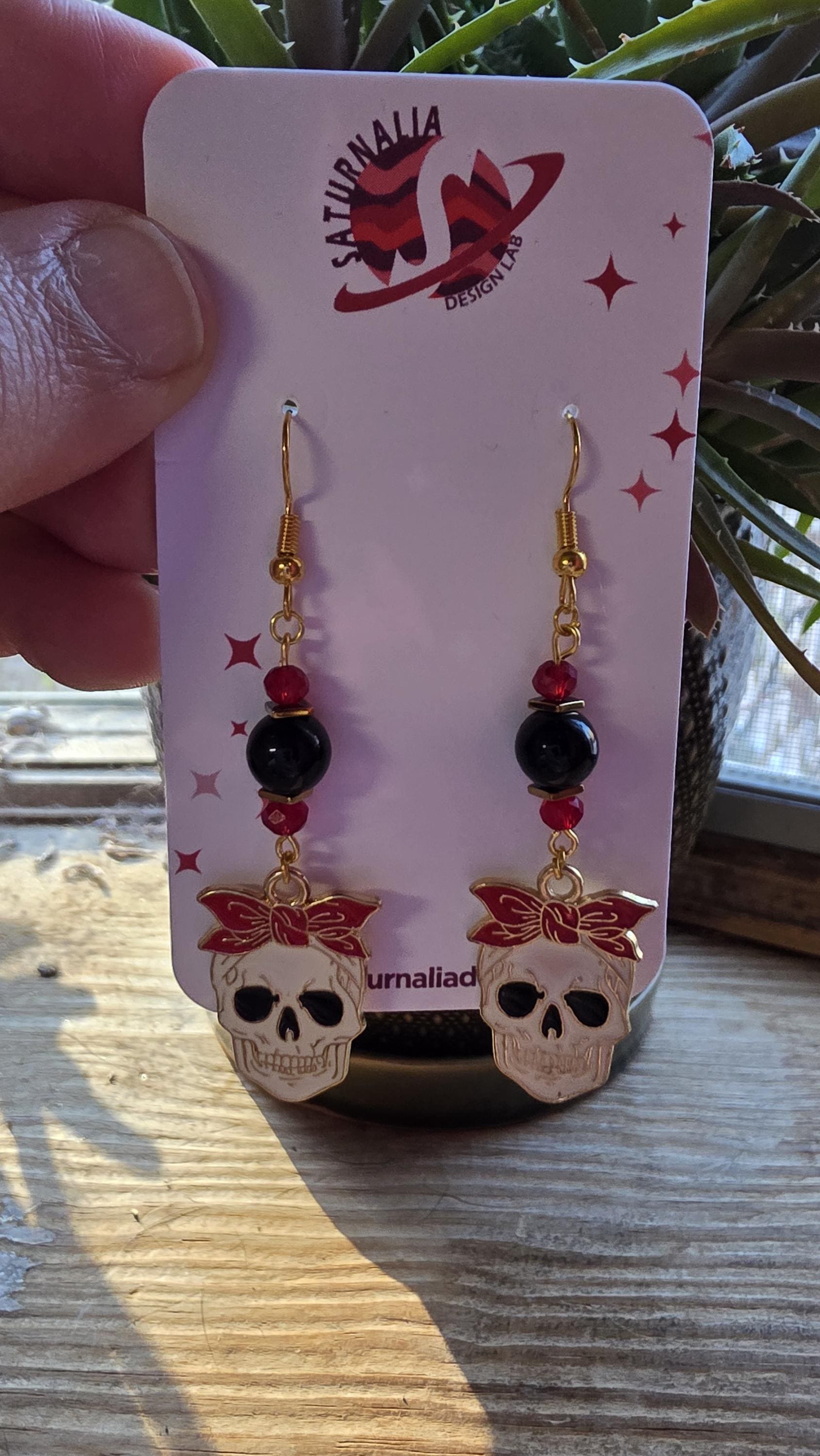 Skull Earrings with Floral Accents – Goth Botanical Witch Earrings, Hypoallergenic Statement Jewelry, Gift for Alternative Fashion Fans