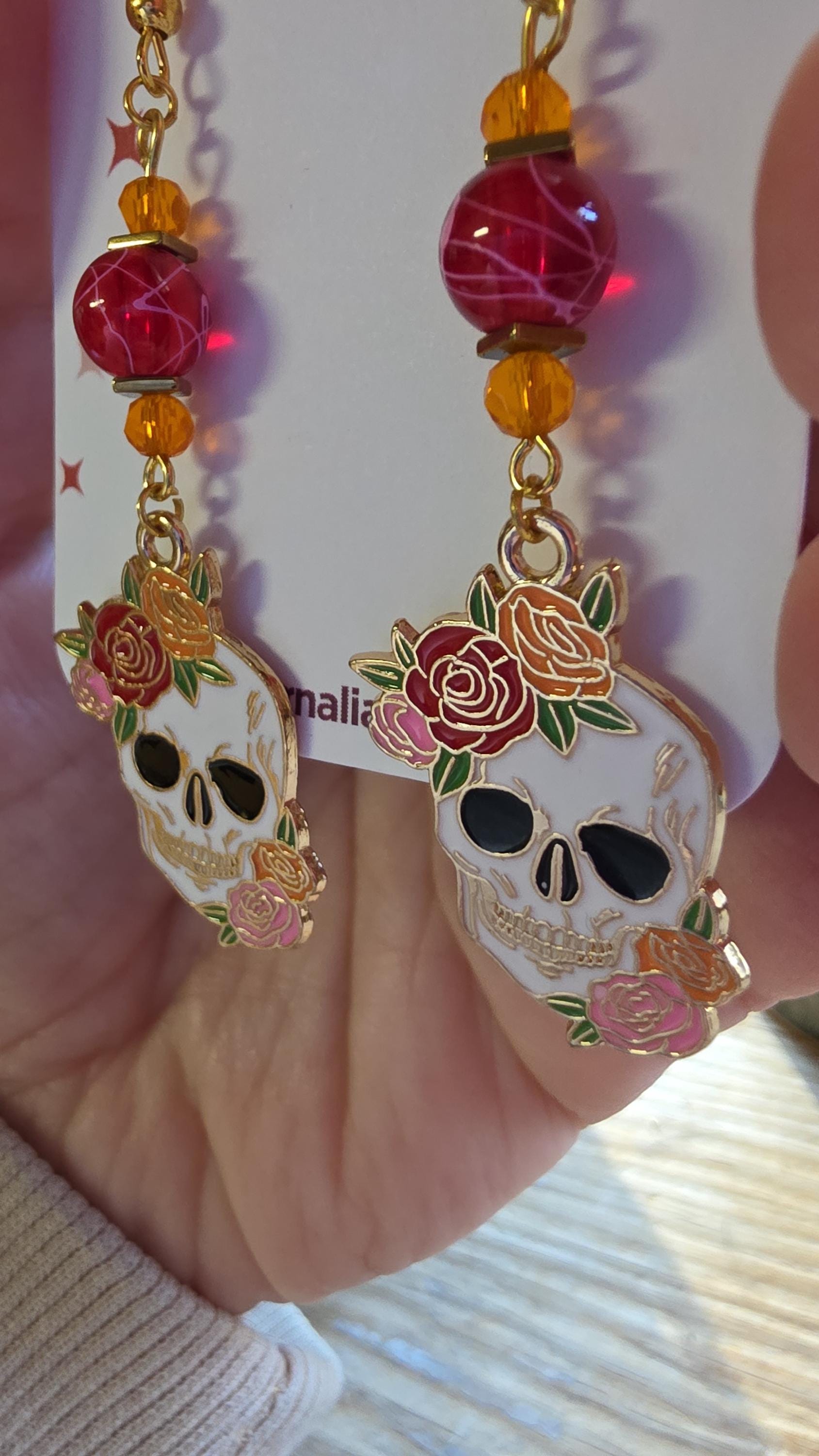 Skull Earrings with Floral Accents – Goth Botanical Witch Earrings, Hypoallergenic Statement Jewelry, Gift for Alternative Fashion Fans