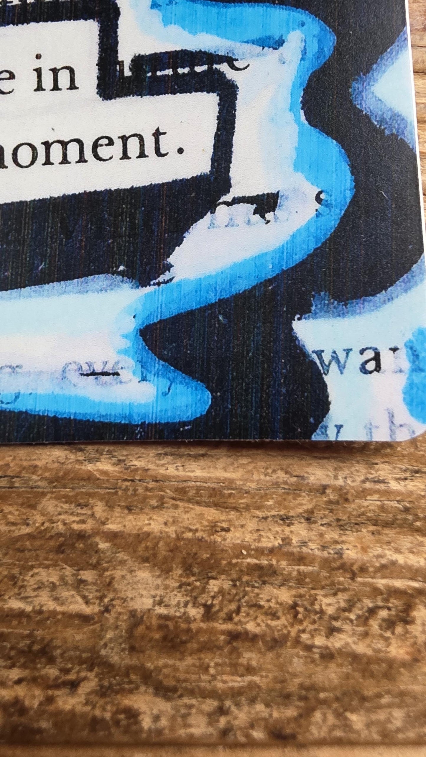 Blackout Poetry Sticker – “Live In Each Moment” | Waterproof Vinyl Sticker | Blue Abstract Art | Bookish Decal for Laptop, Car, Water Bottle