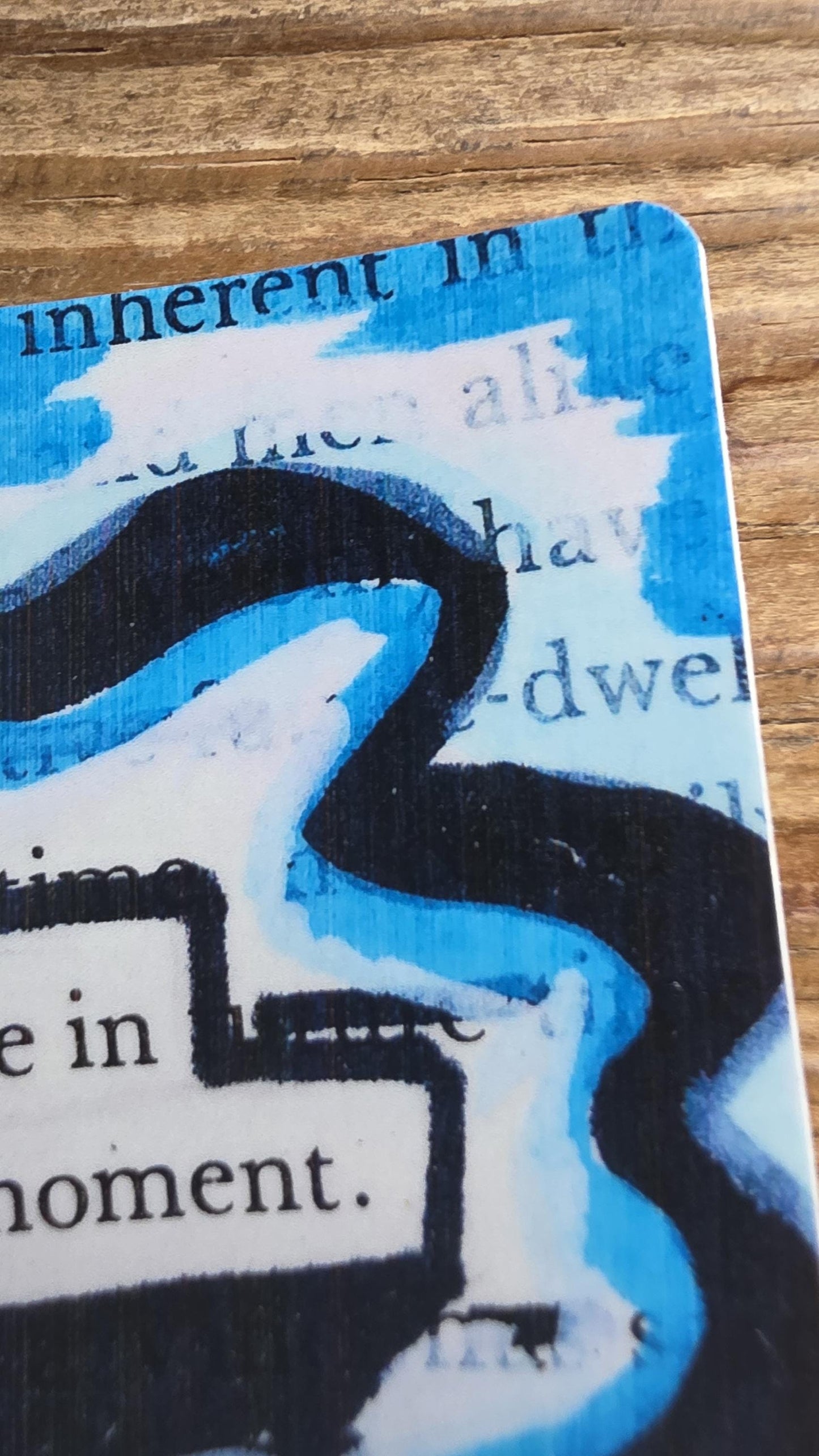 Blackout Poetry Sticker – “Live In Each Moment” | Waterproof Vinyl Sticker | Blue Abstract Art | Bookish Decal for Laptop, Car, Water Bottle