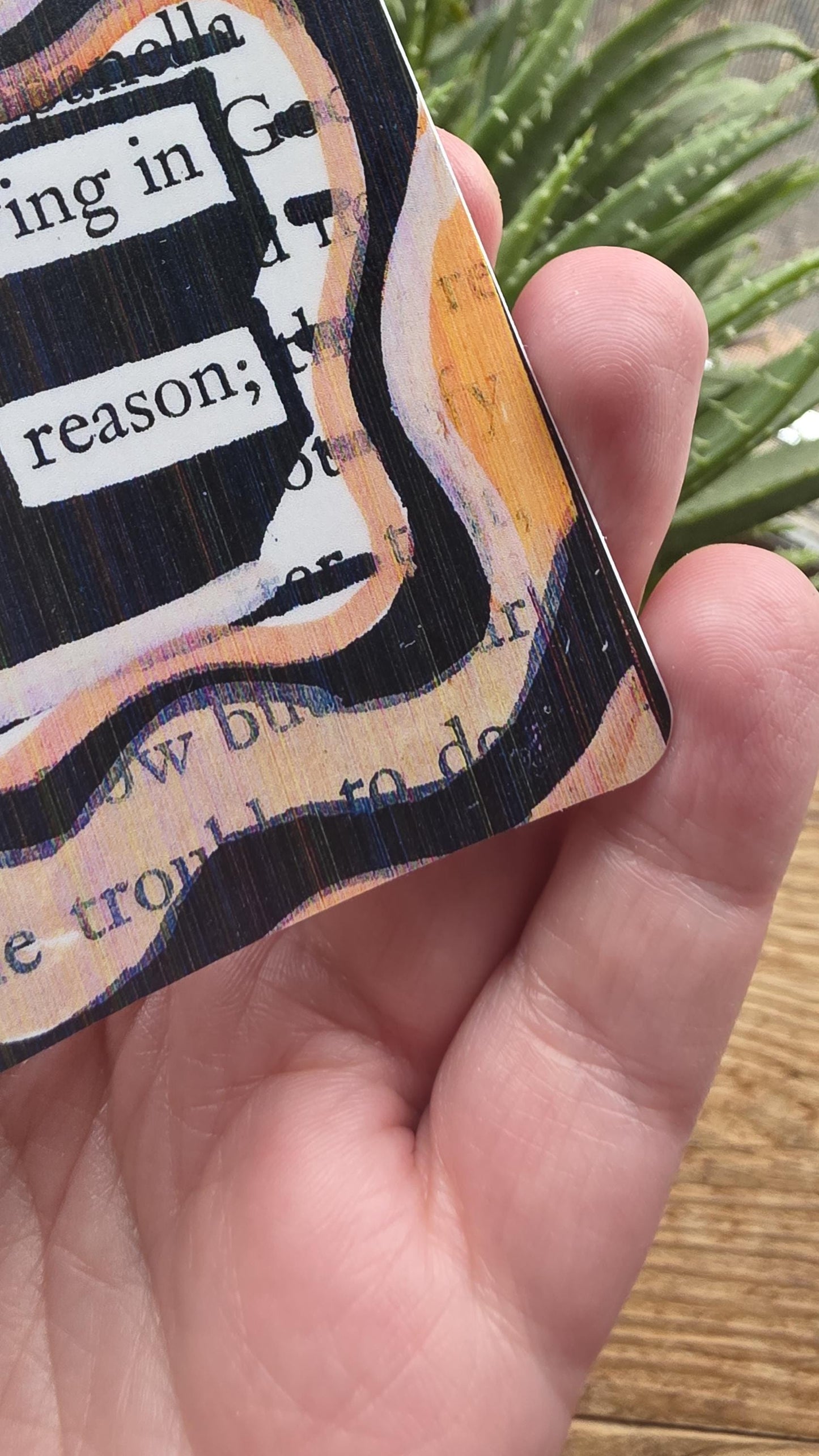 Blackout Poetry Sticker – “Believing in Reason” | 3" Square Vinyl Sticker | Brown Abstract Art | Waterproof Bookish Decal for Laptop