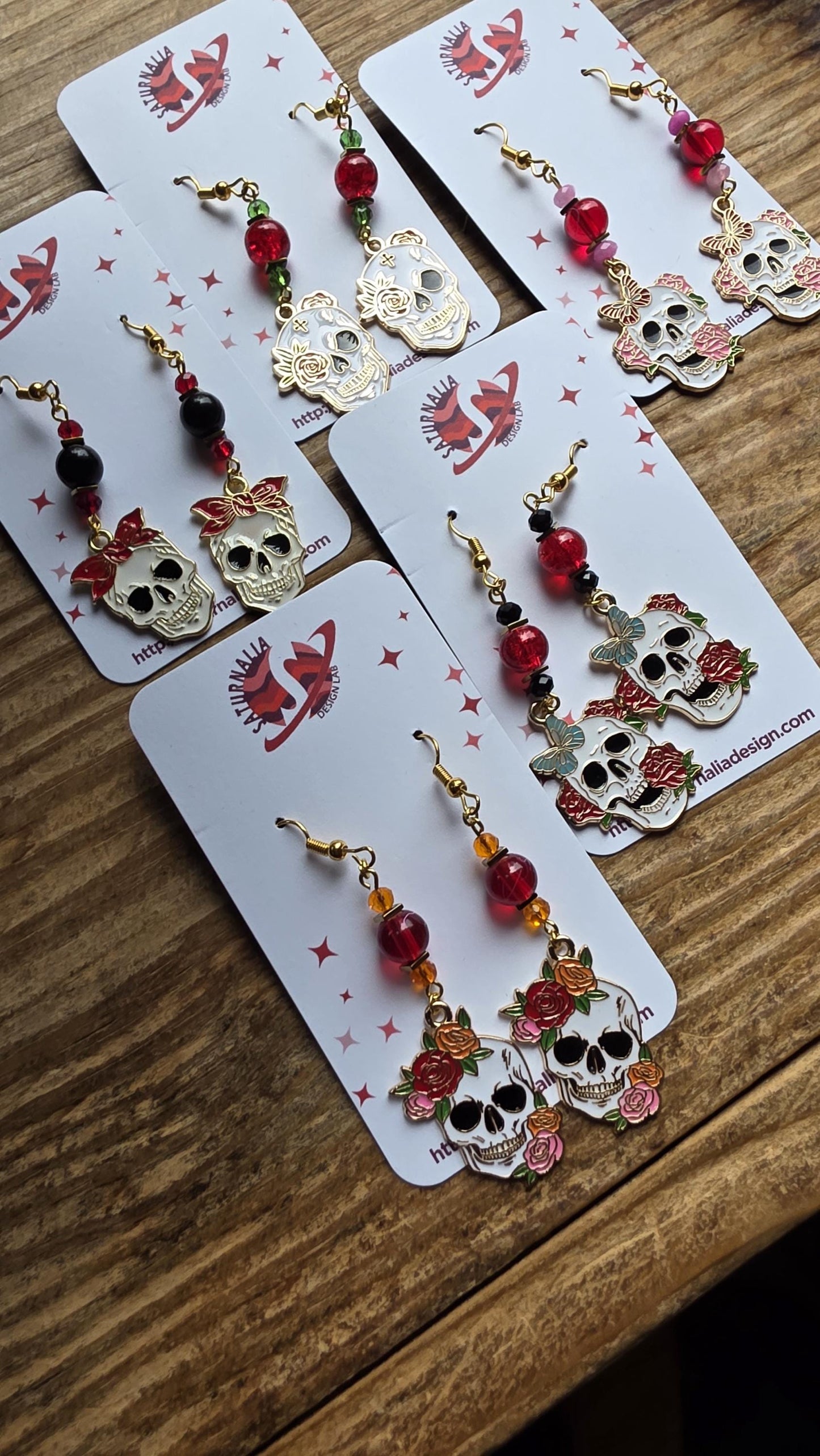 Skull Earrings with Floral Accents – Goth Botanical Witch Earrings, Hypoallergenic Statement Jewelry, Gift for Alternative Fashion Fans