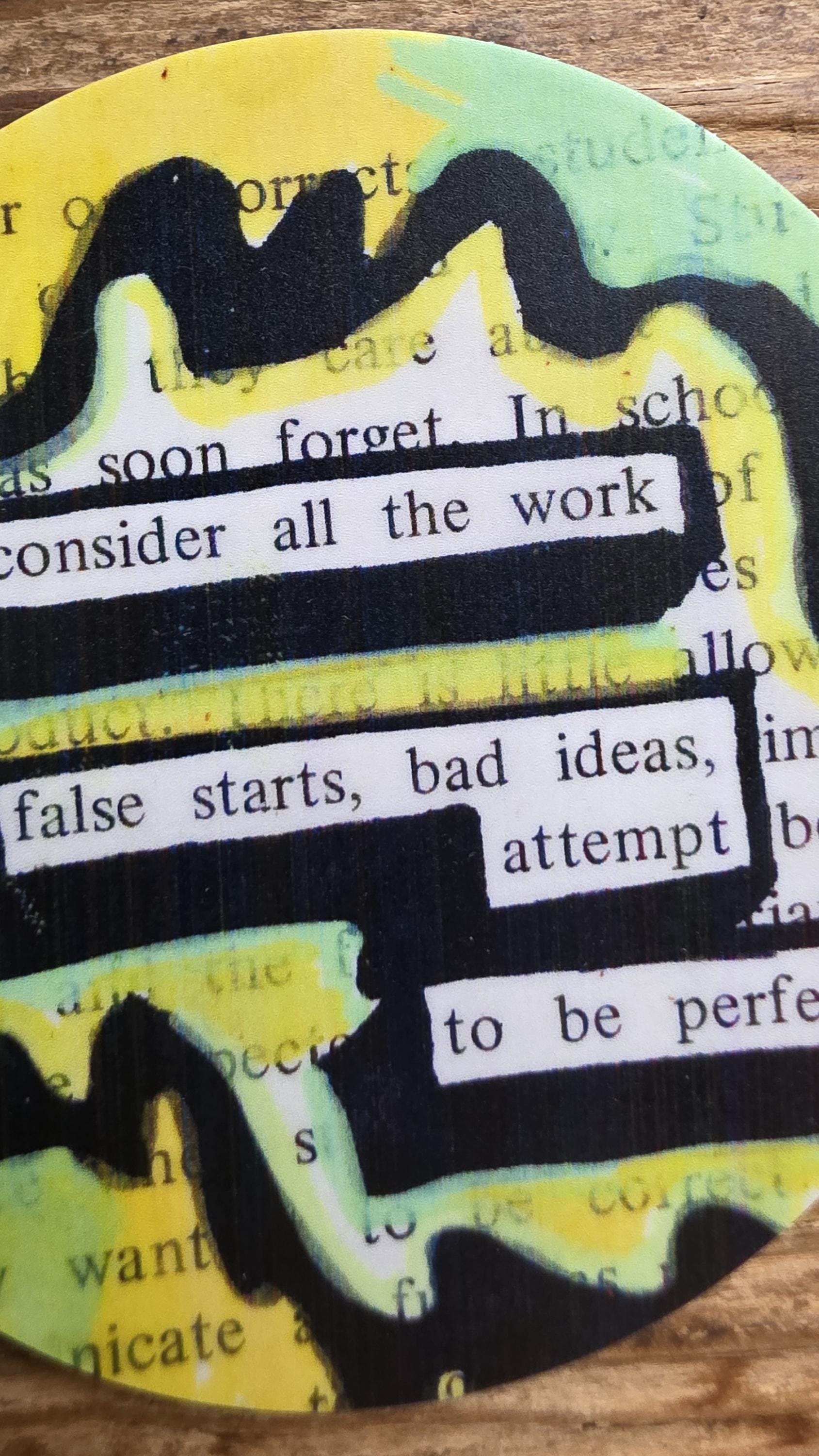 Blackout Poetry Sticker – “Consider All the Work” | Waterproof Motivational Decal | Creative Motivation Gift | Growth Mindset Decal