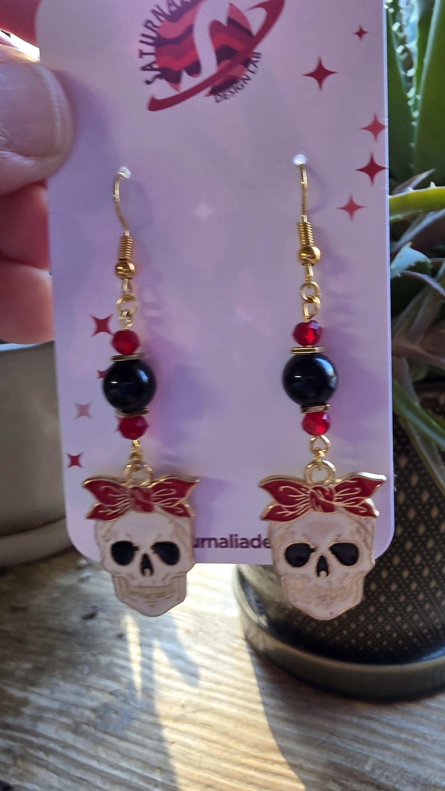 Skull Earrings with Floral Accents – Goth Botanical Witch Earrings, Hypoallergenic Statement Jewelry, Gift for Alternative Fashion Fans