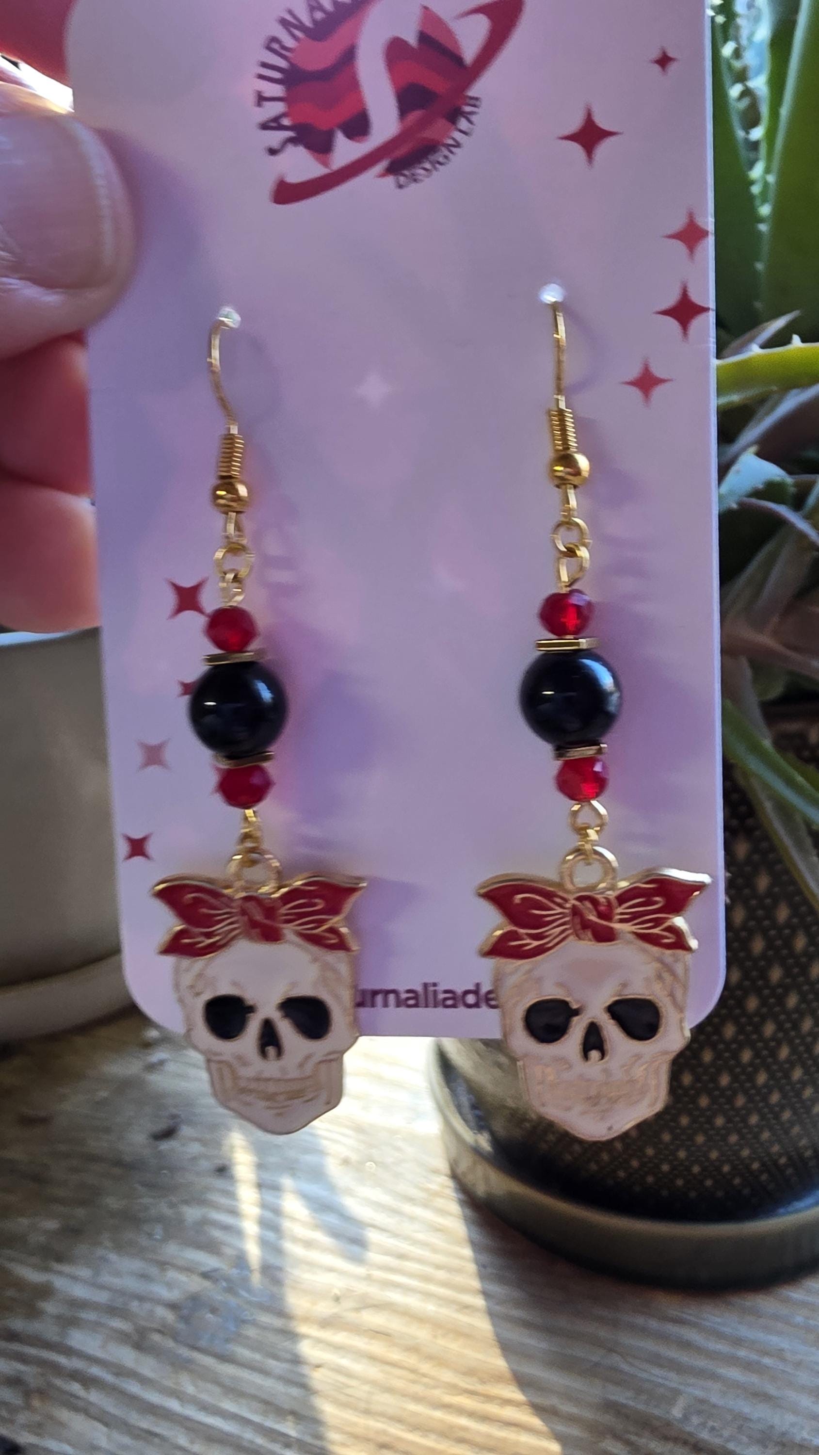 Skull Earrings with Floral Accents – Goth Botanical Witch Earrings, Hypoallergenic Statement Jewelry, Gift for Alternative Fashion Fans