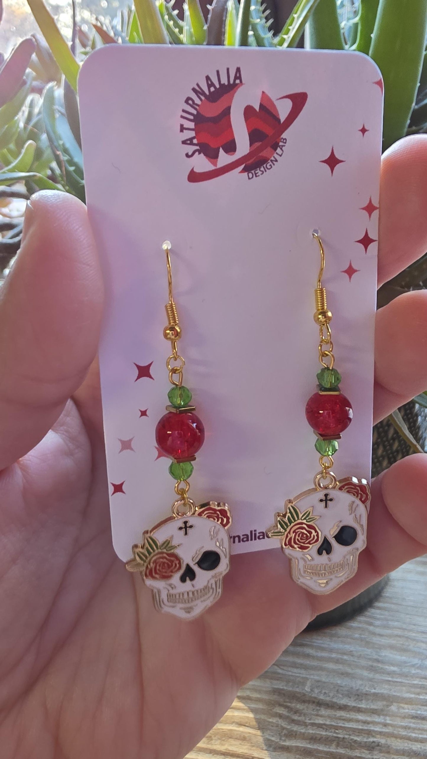 Skull Earrings with Floral Accents – Goth Botanical Witch Earrings, Hypoallergenic Statement Jewelry, Gift for Alternative Fashion Fans