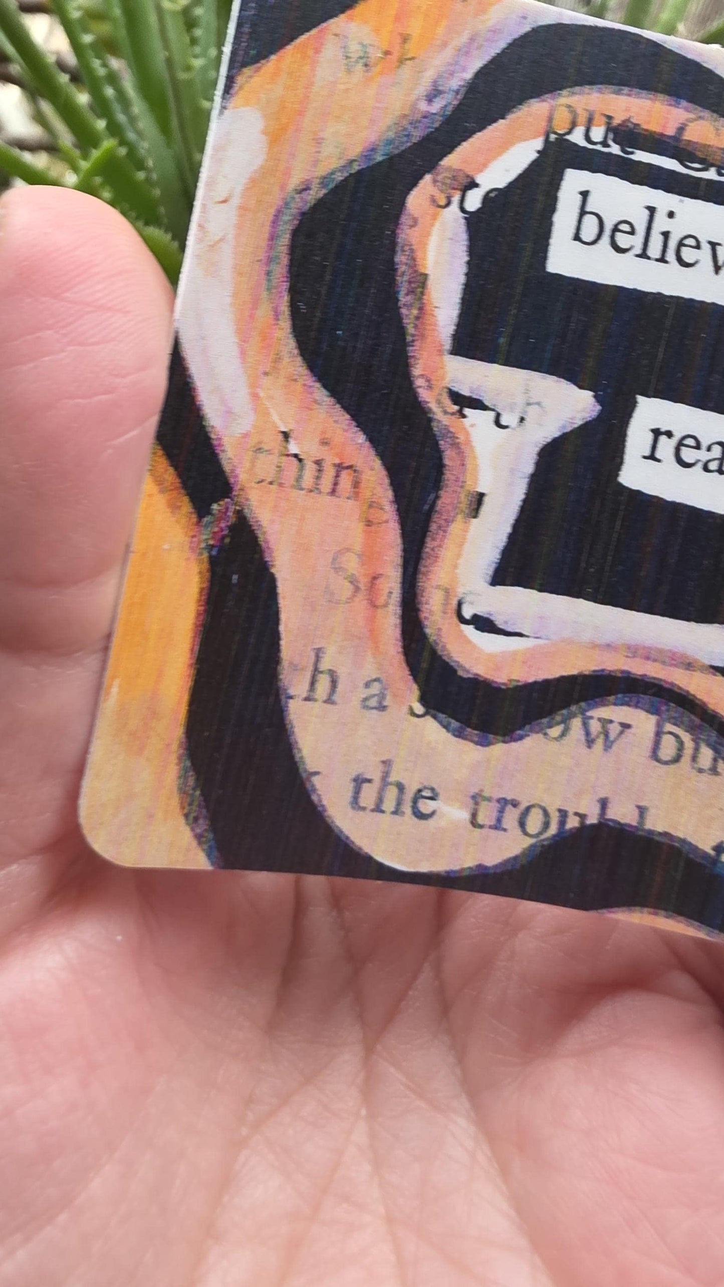 Blackout Poetry Sticker – “Believing in Reason” | 3" Square Vinyl Sticker | Brown Abstract Art | Waterproof Bookish Decal for Laptop