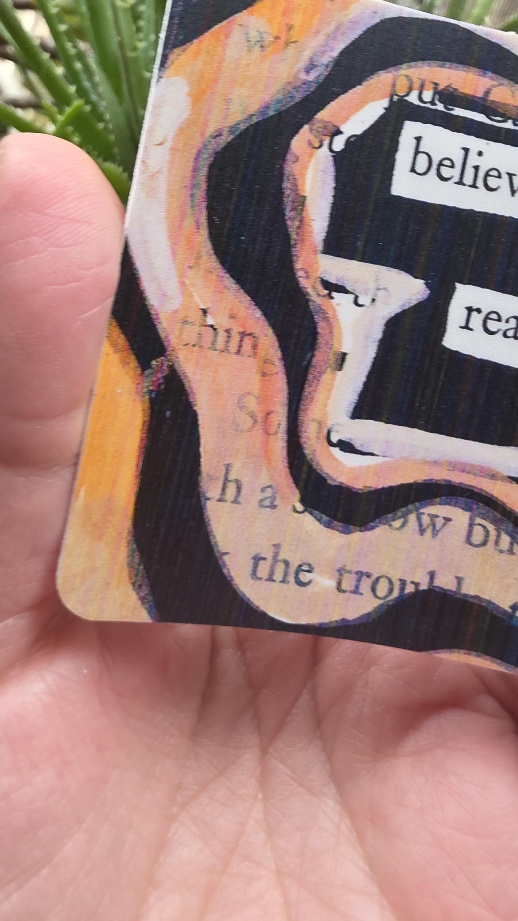 Blackout Poetry Sticker – “Believing in Reason” | 3" Square Vinyl Sticker | Brown Abstract Art | Waterproof Bookish Decal for Laptop